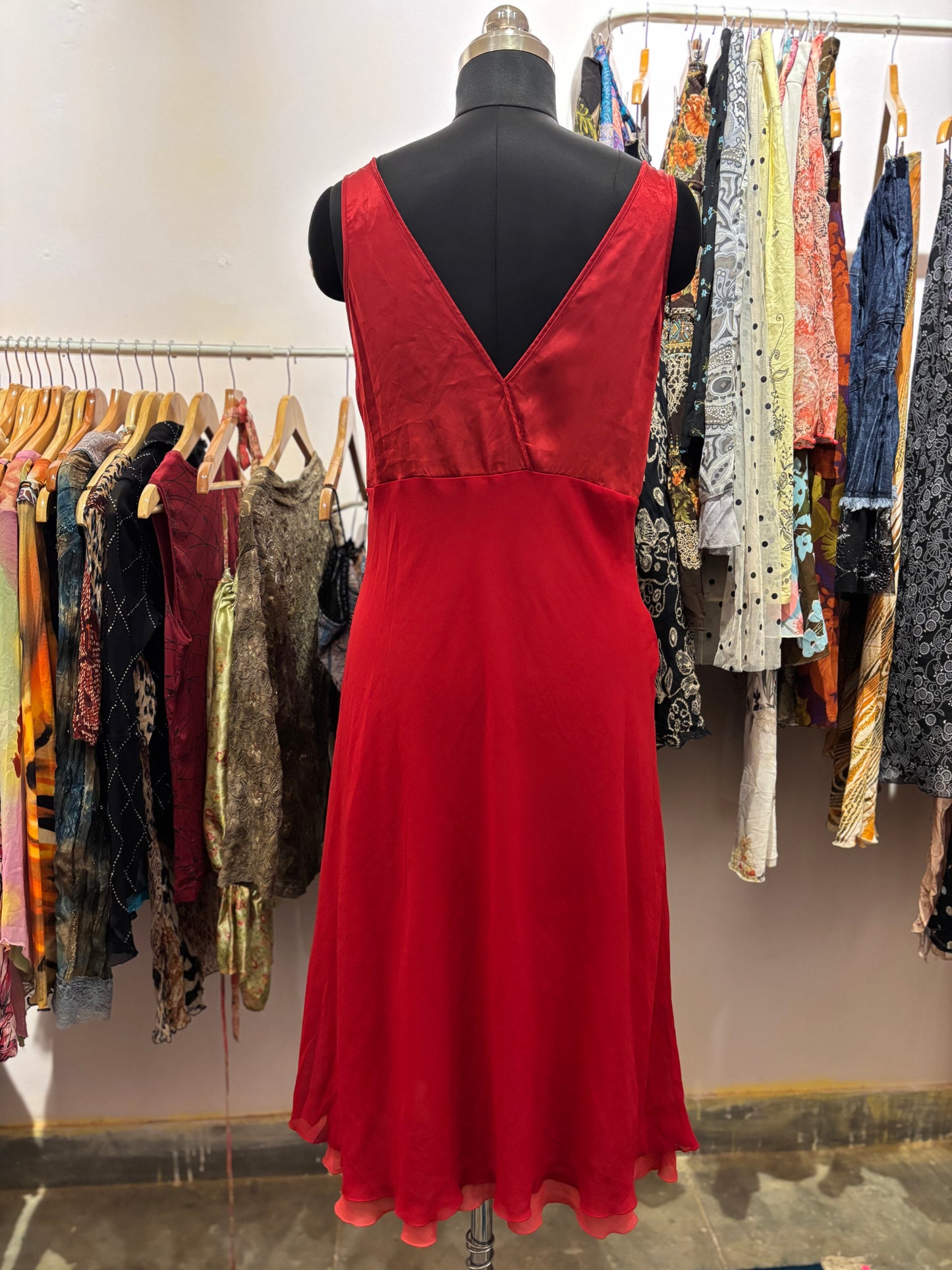 Timeless red silk dress
