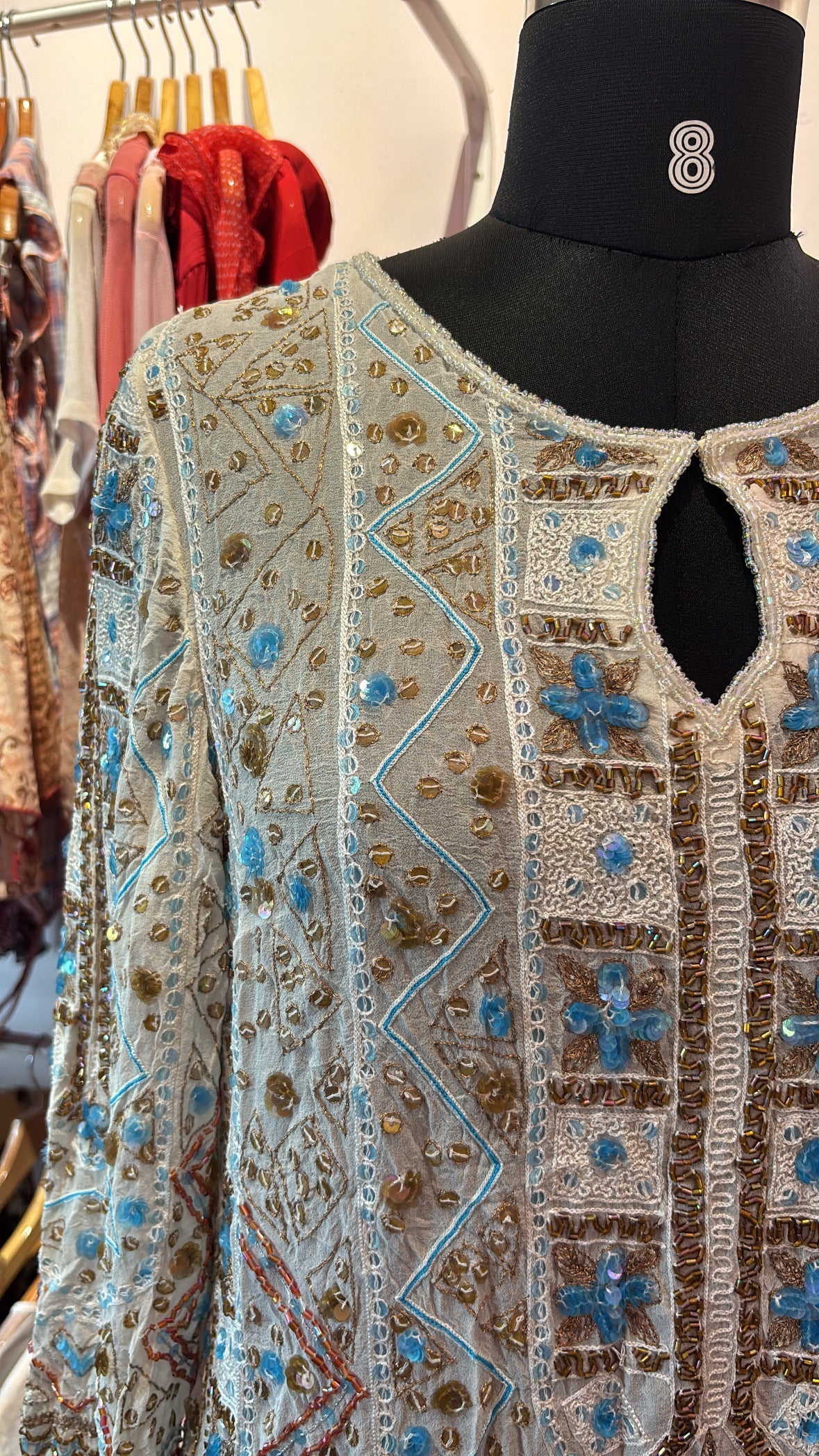 Exquisite beaded silk top