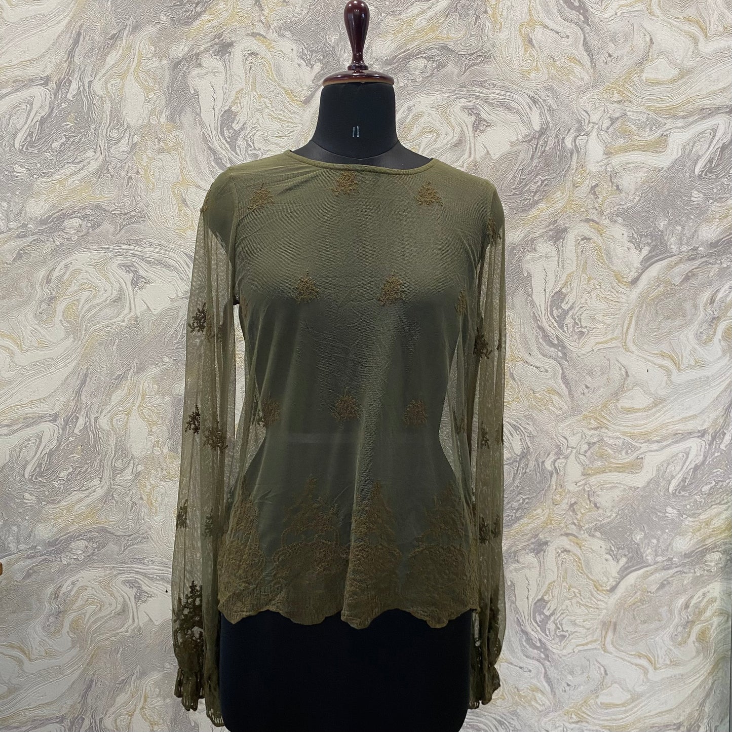 Olive lacy top