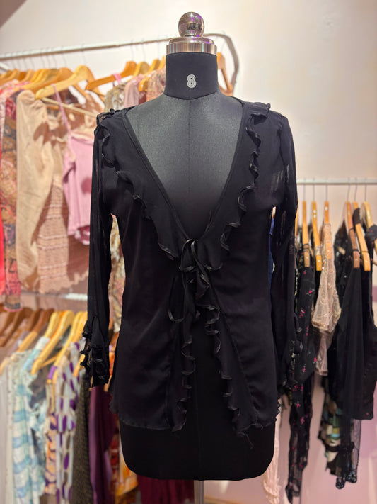 Black ruffle vintage top