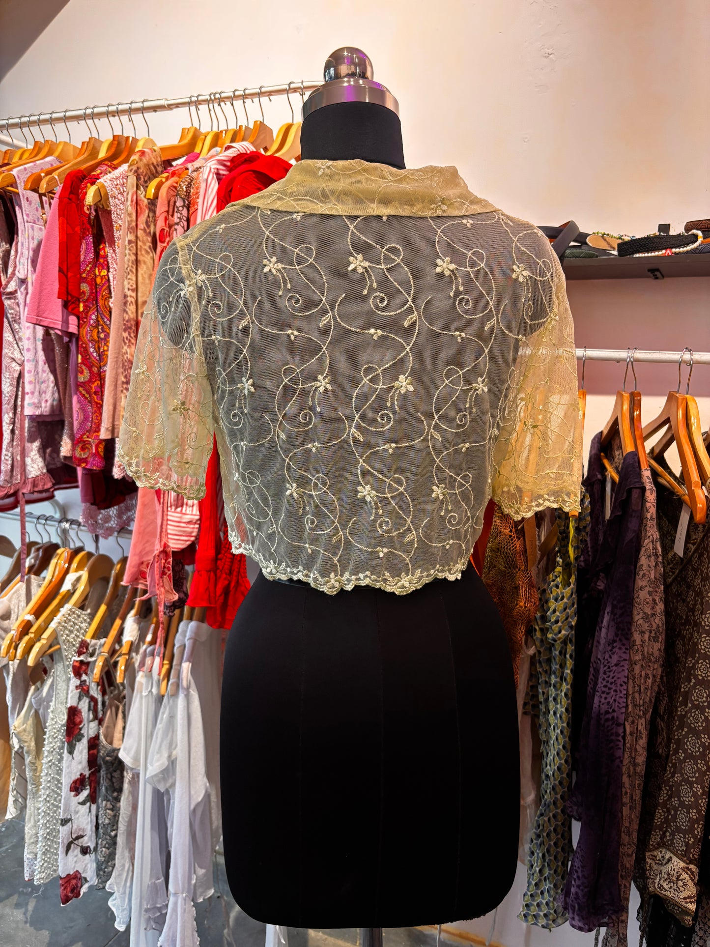 Butter yellow embroidered overwear
