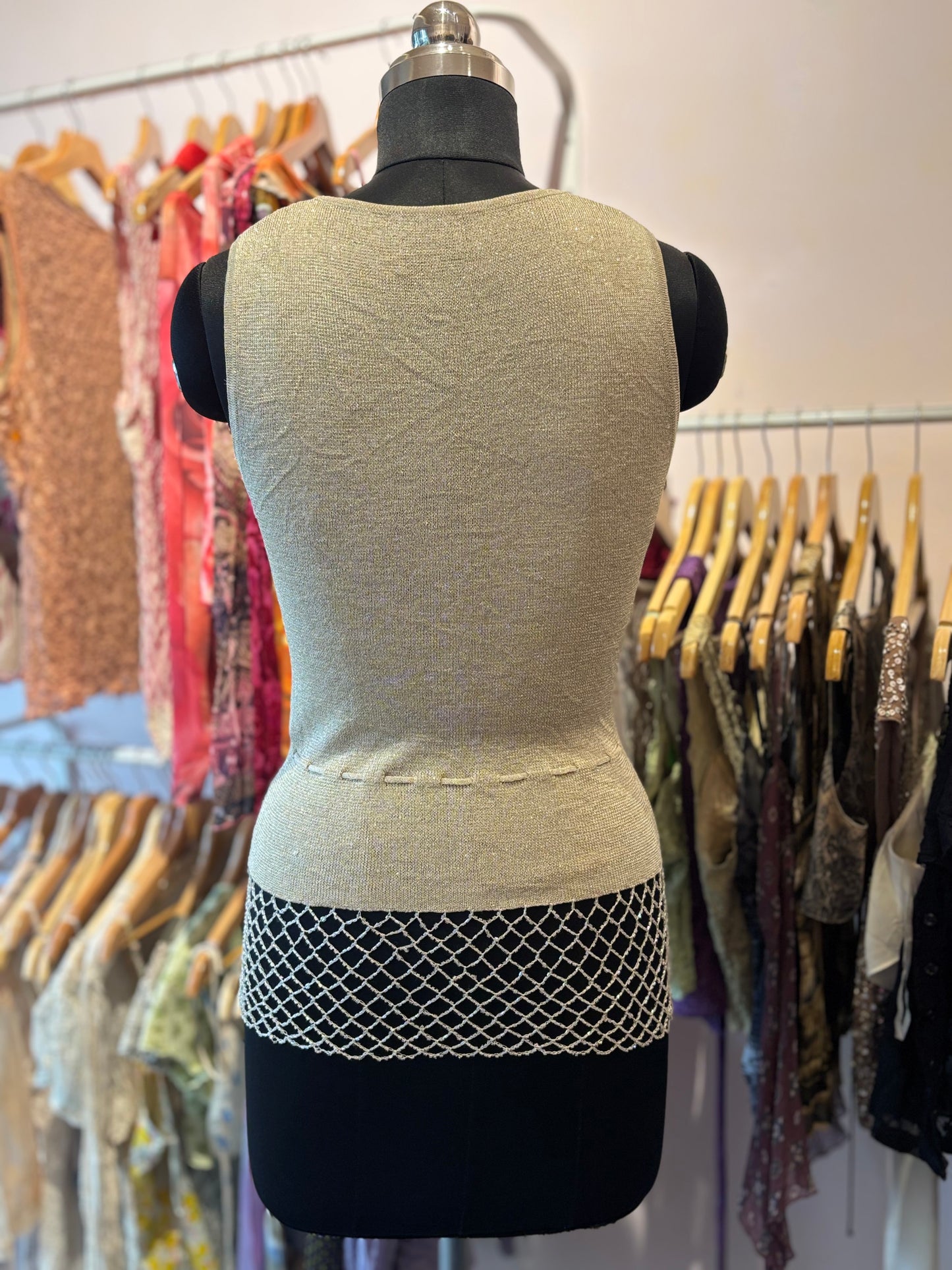 Shimmer beaded ends top