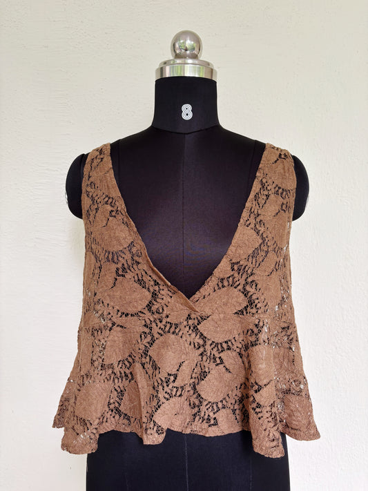 Coffee lacy top
