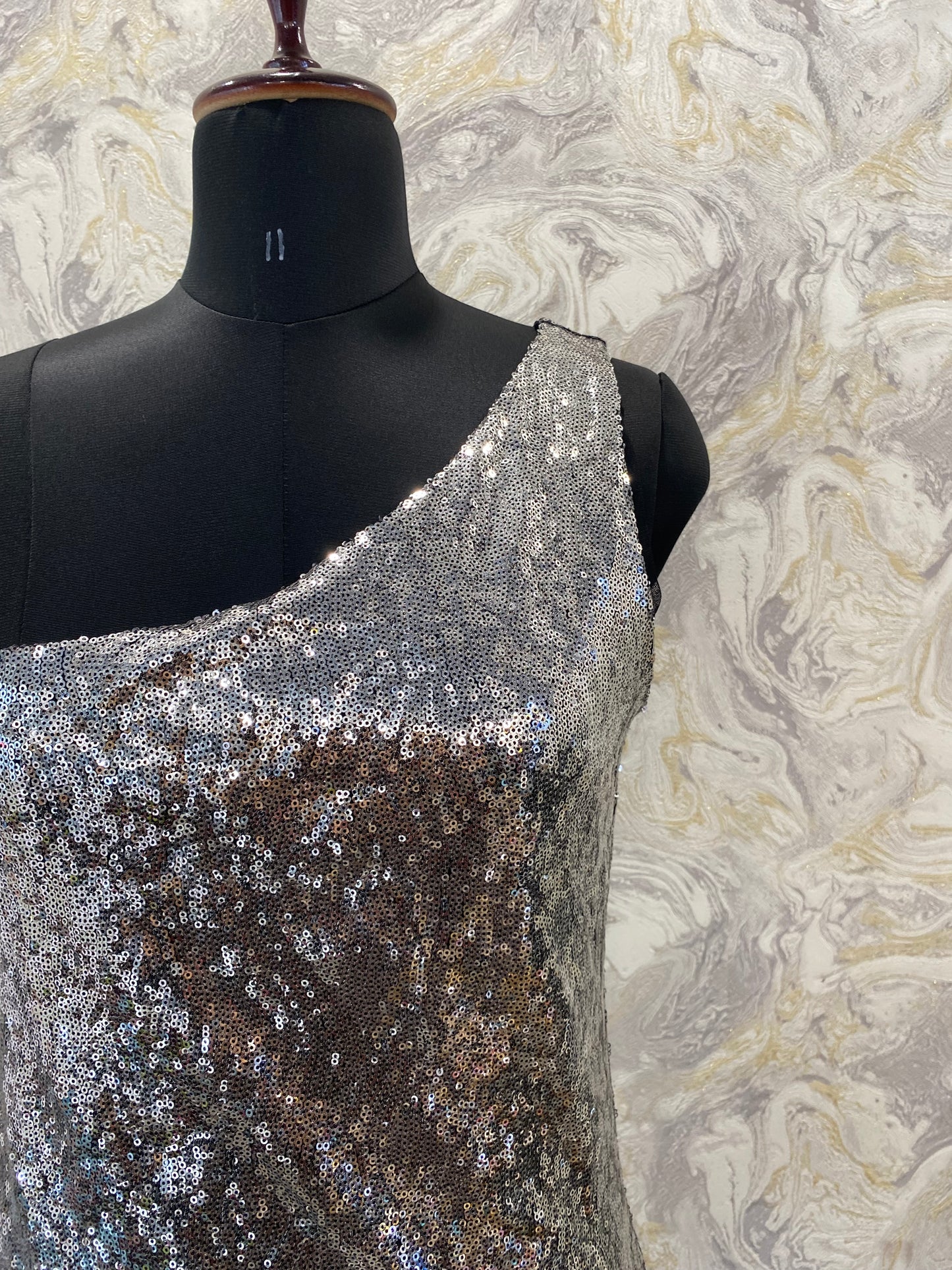 Sequin one shoulder top