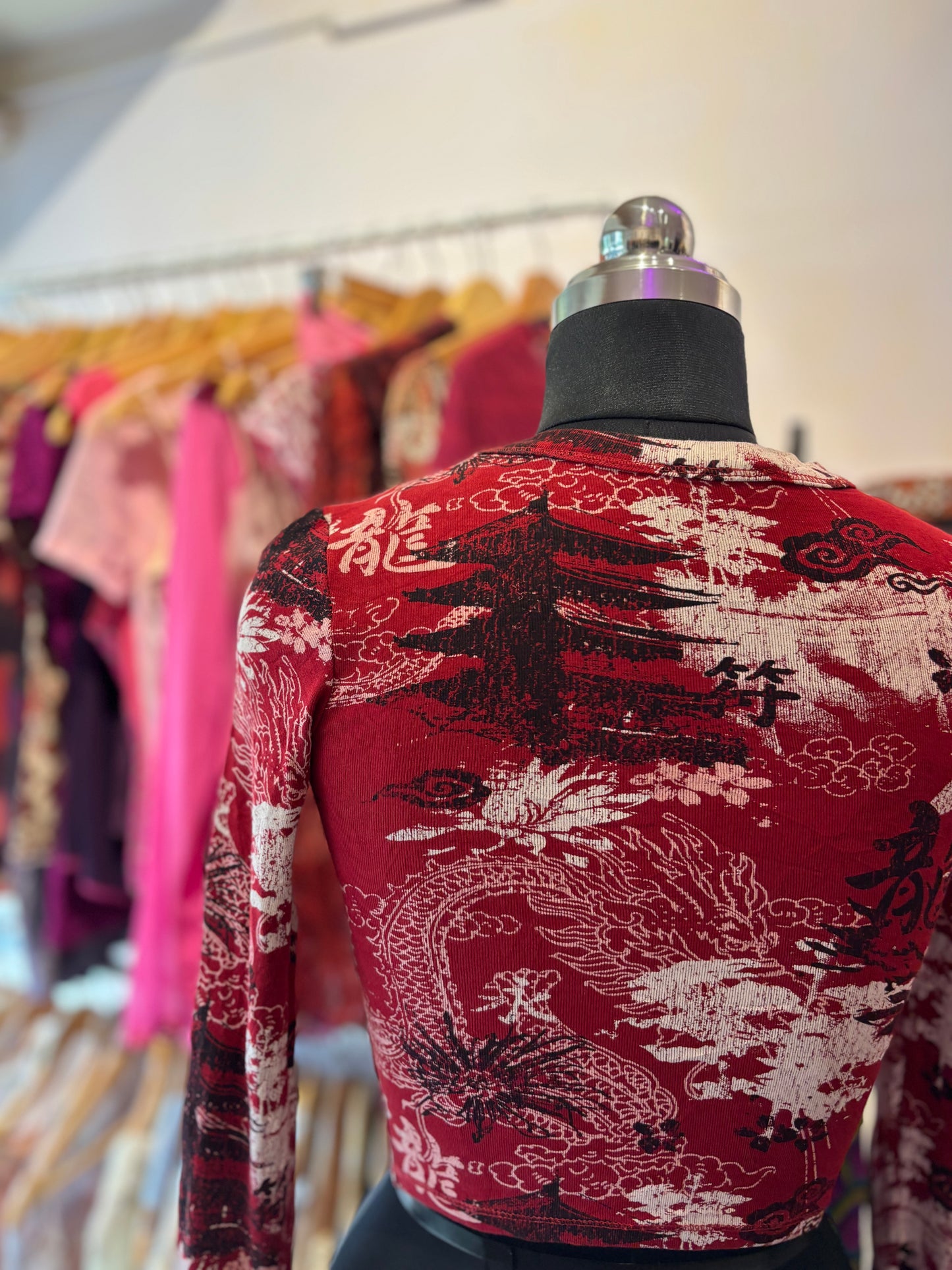Asian print top