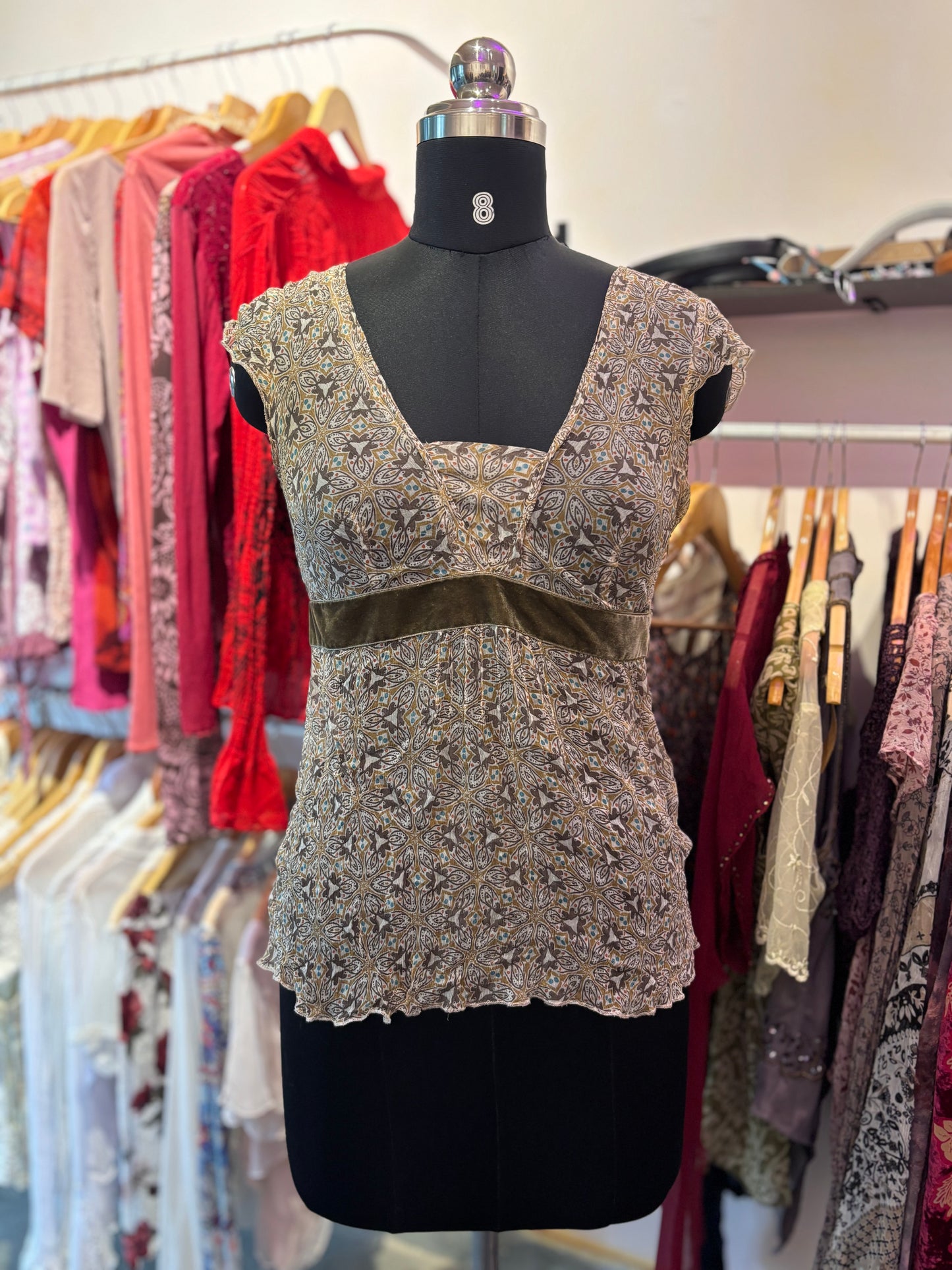Vintage brown silk top