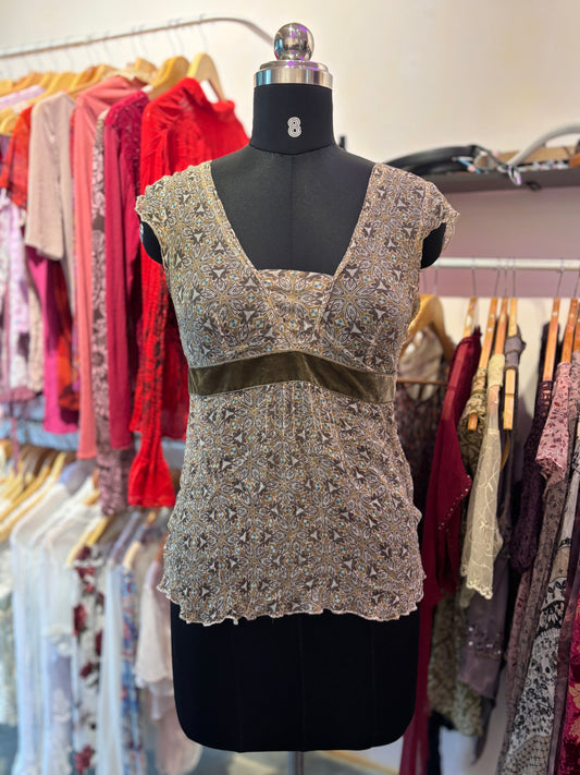 Vintage brown silk top