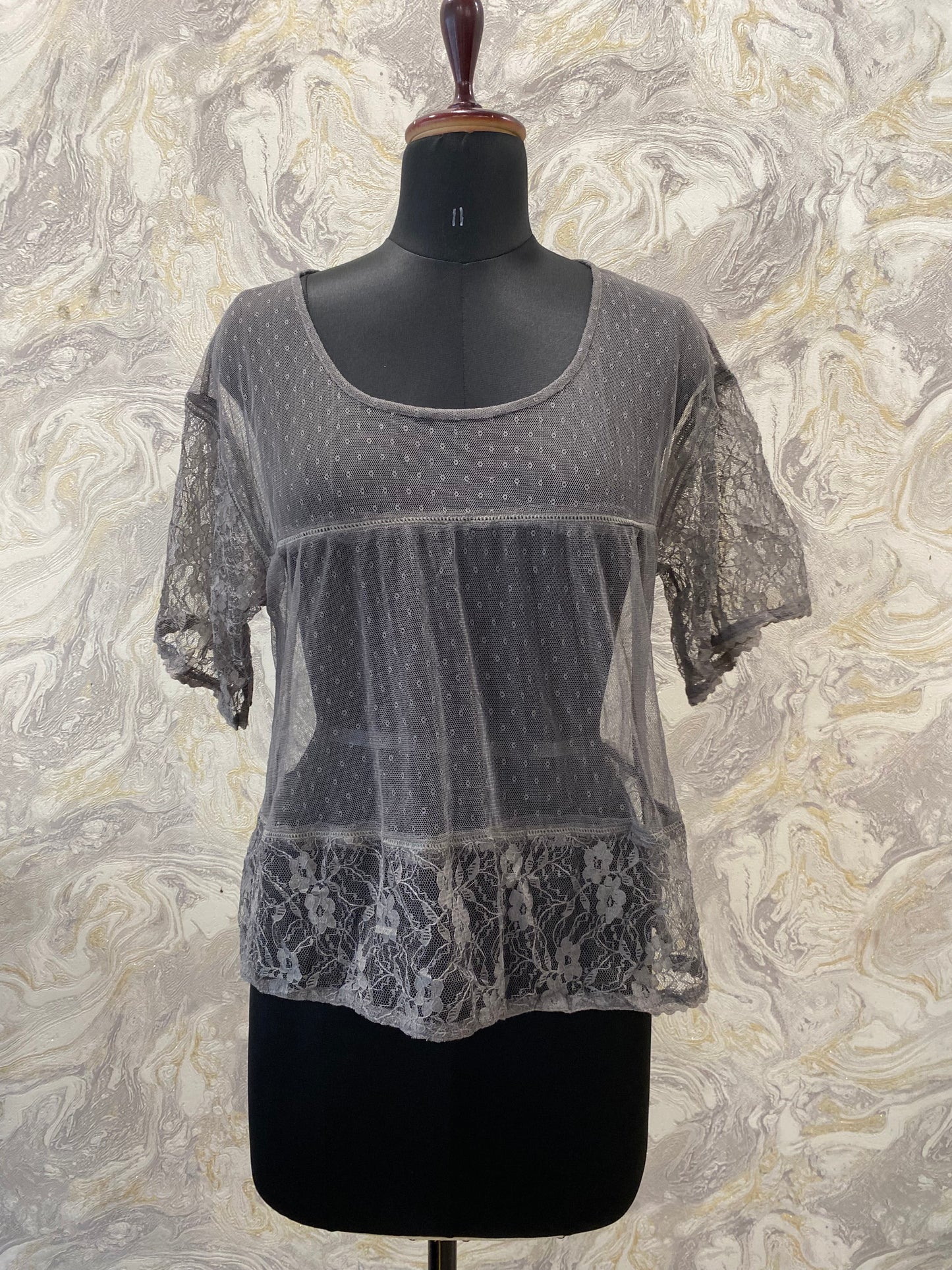 Grey lacy top