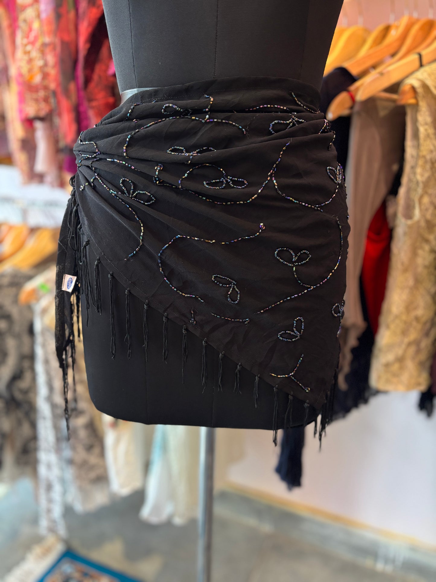 Beaded wrap around with fringes