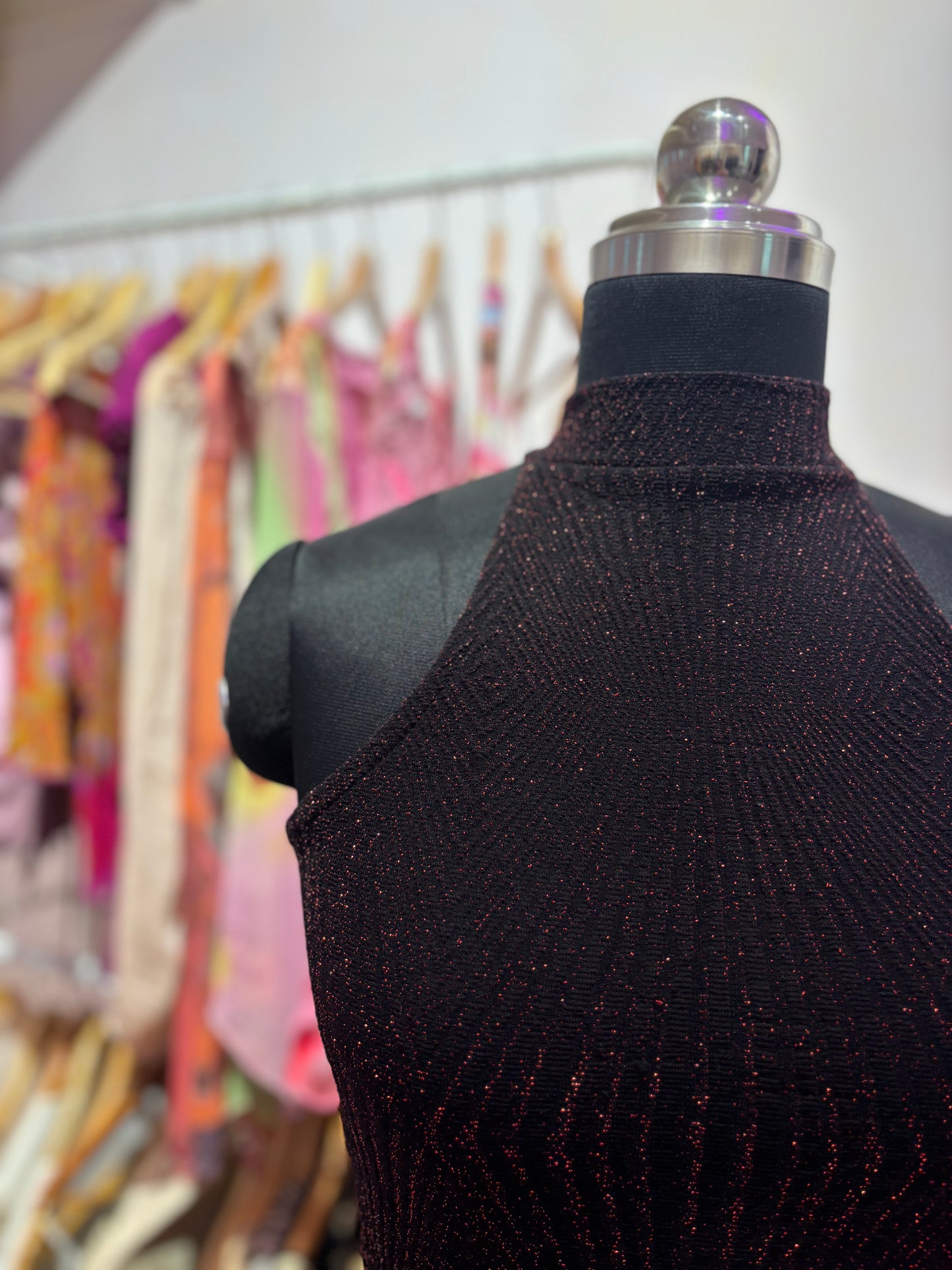 Vintage high neck shimmer top