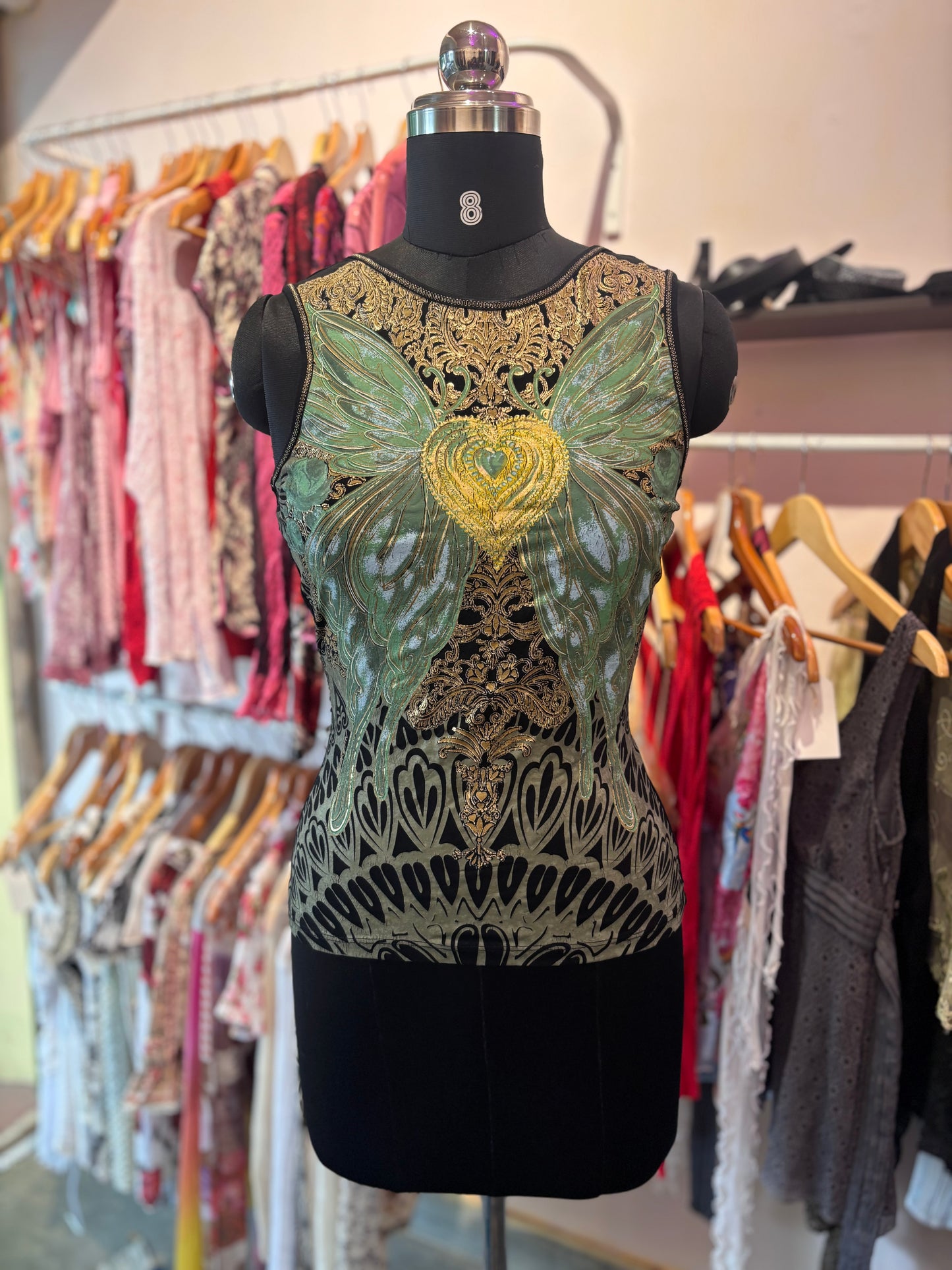 Whimsical criss cross back top