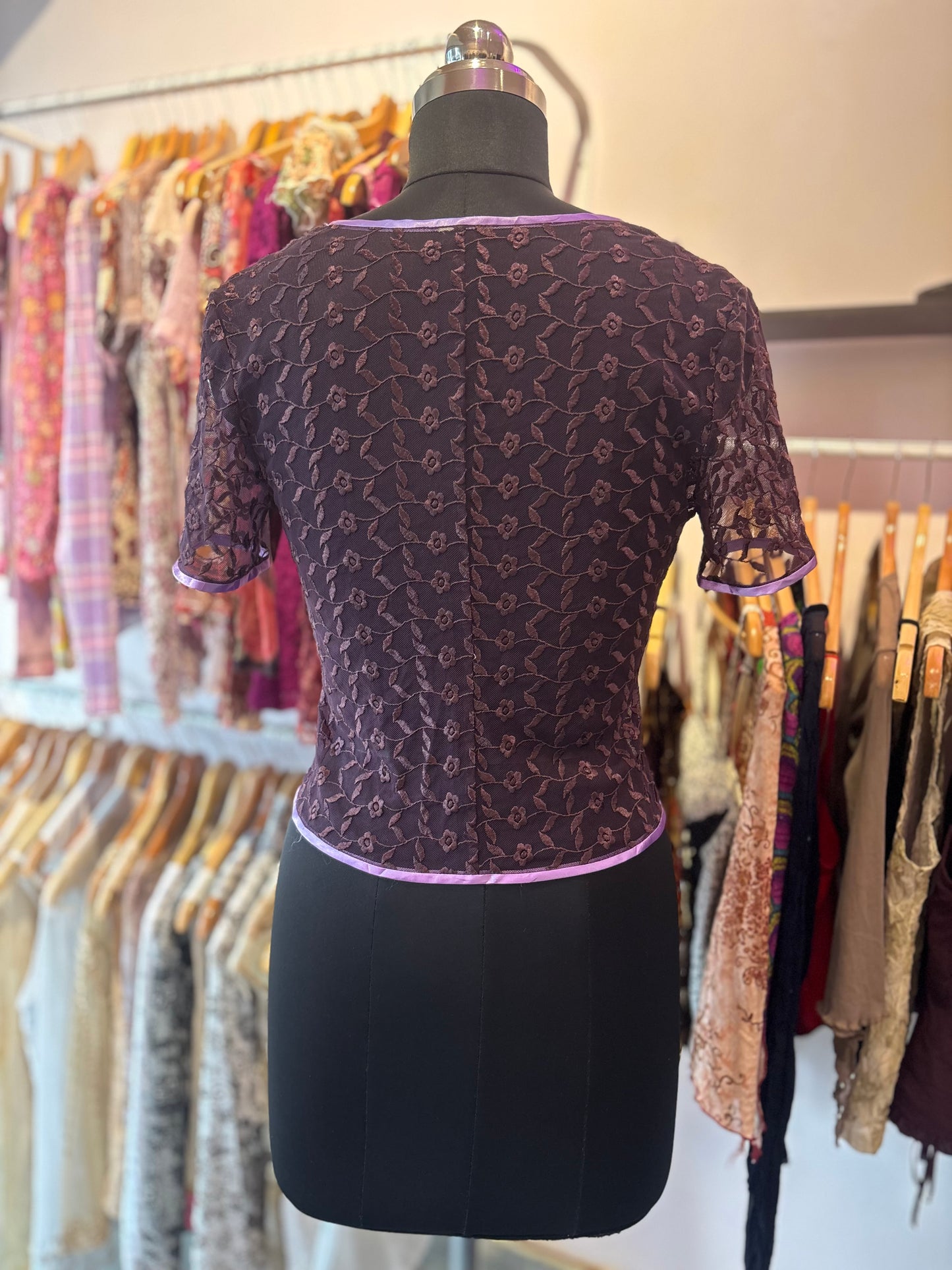Purple embroidered lacy top
