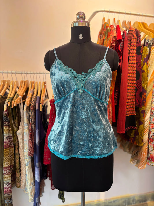 Teal velvet top