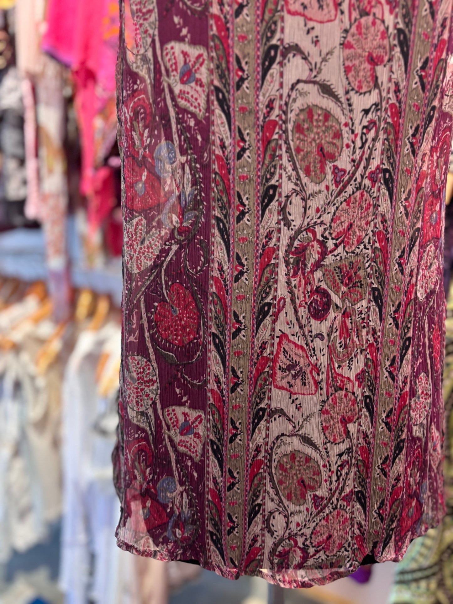 Beaded neck 100 percent silk tunic/short dress