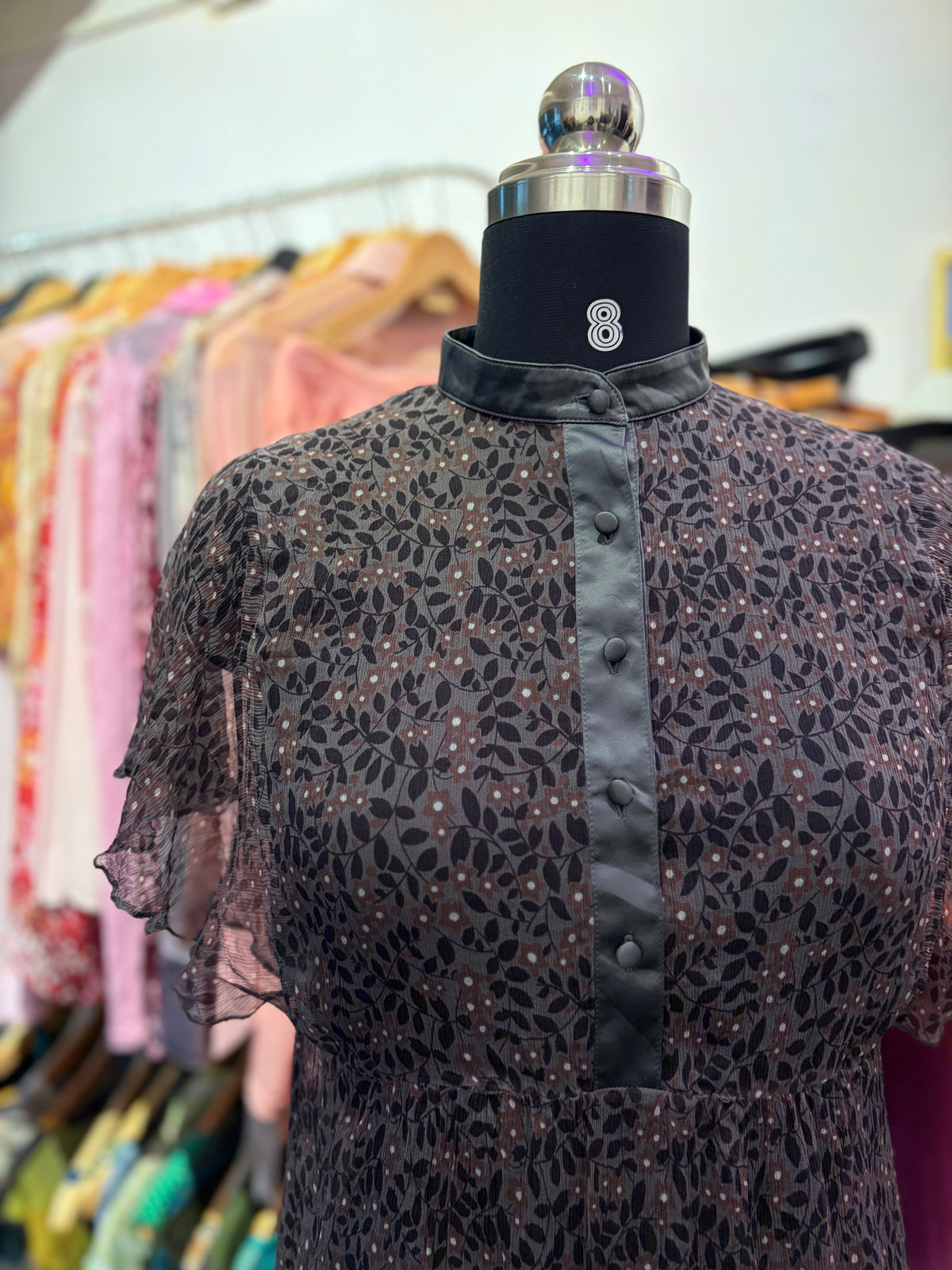 Vintage high collar silk top