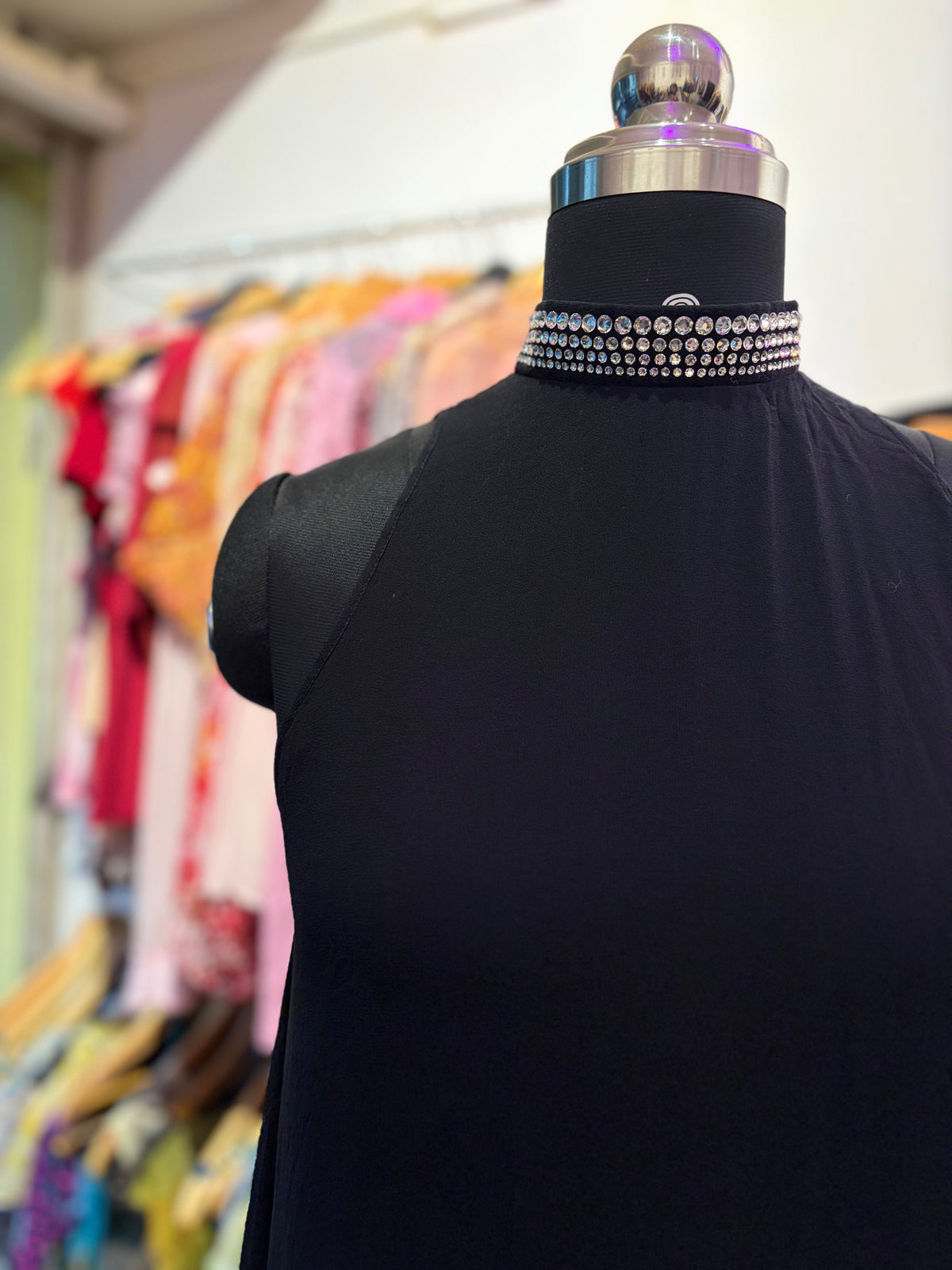 100 percent silk high collar halter top