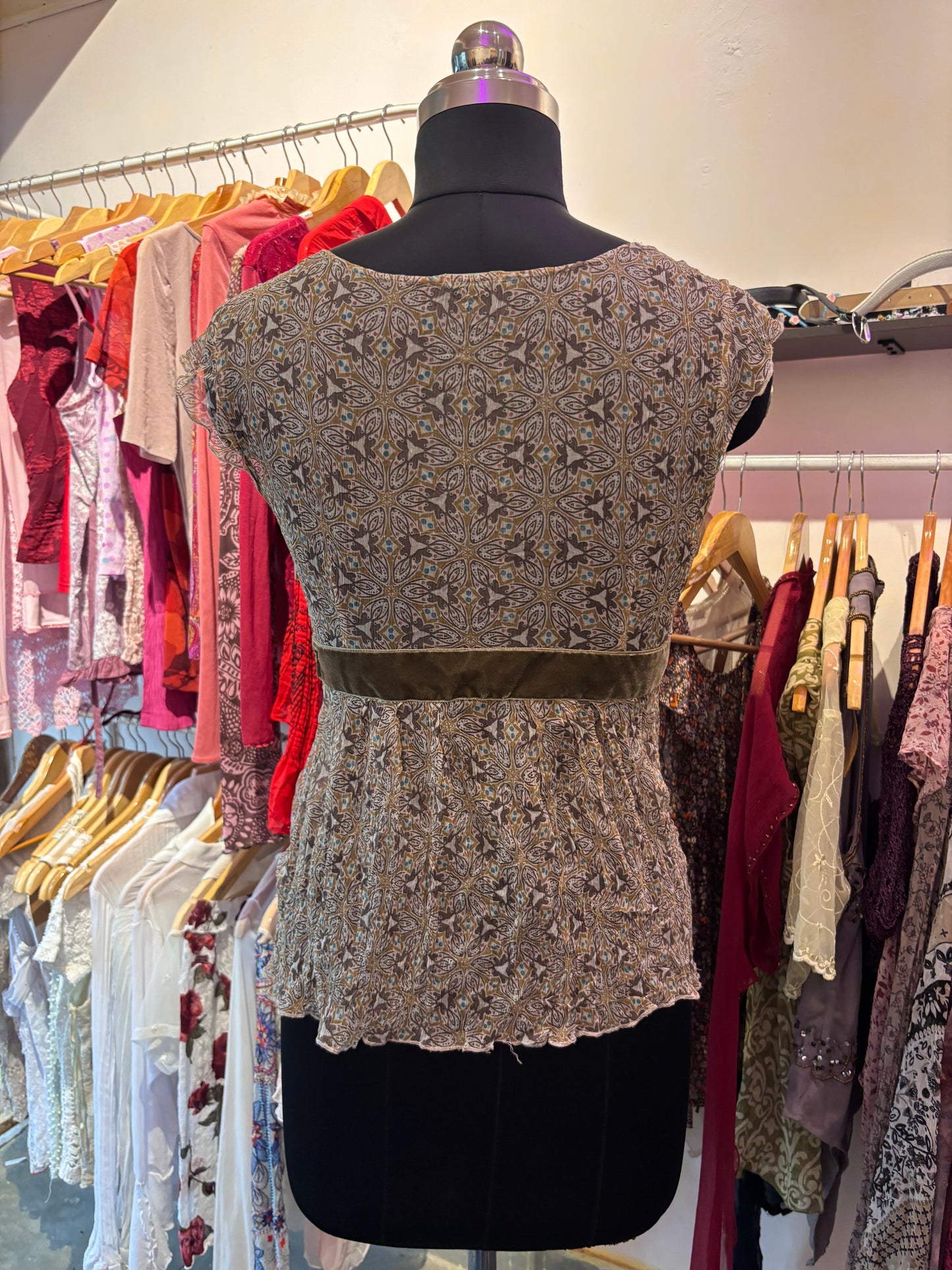 Vintage brown silk top