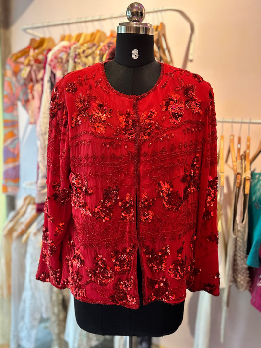Red vintage sequins jacket