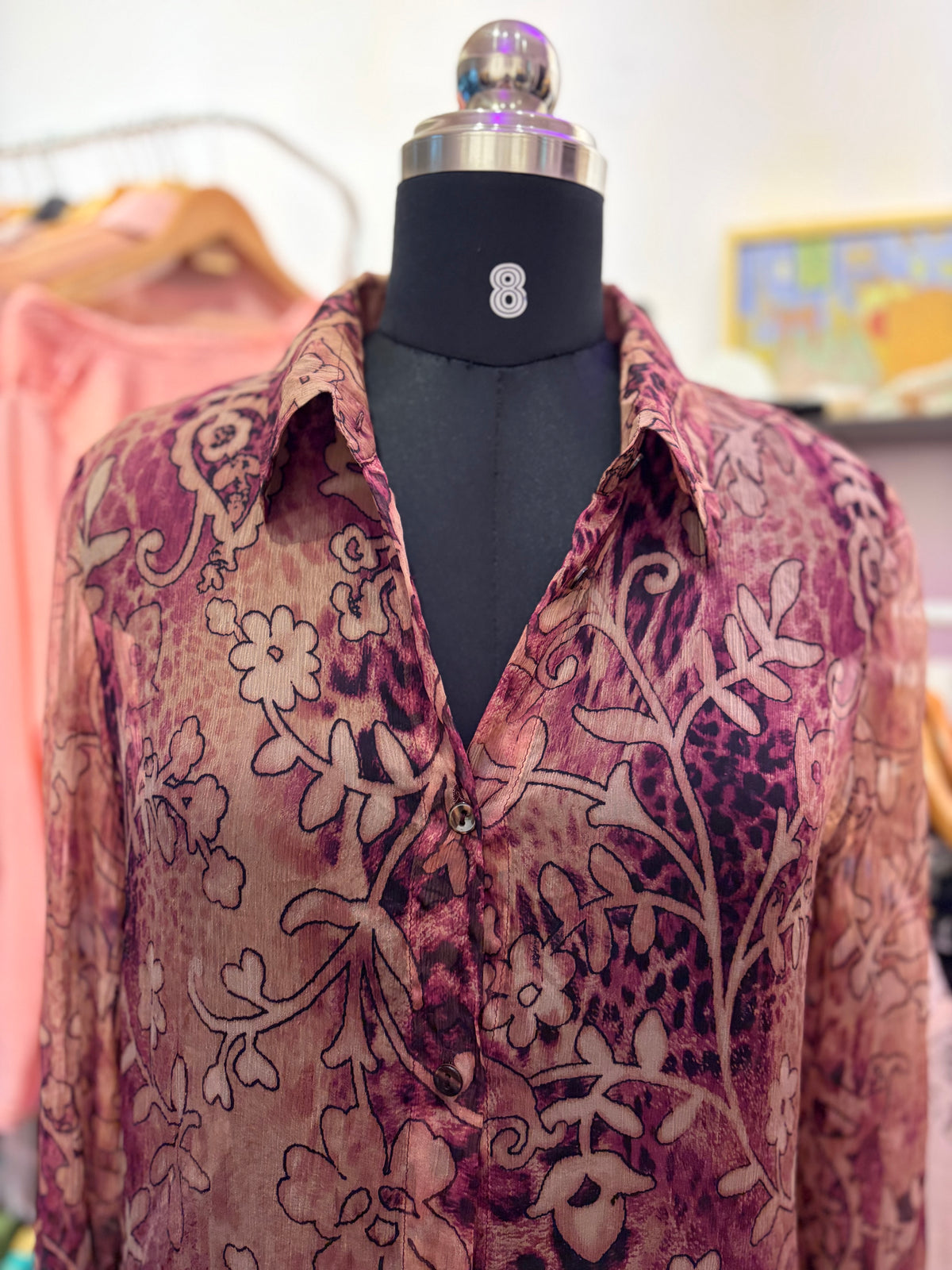 Rare find! Leopard floral silk shirt