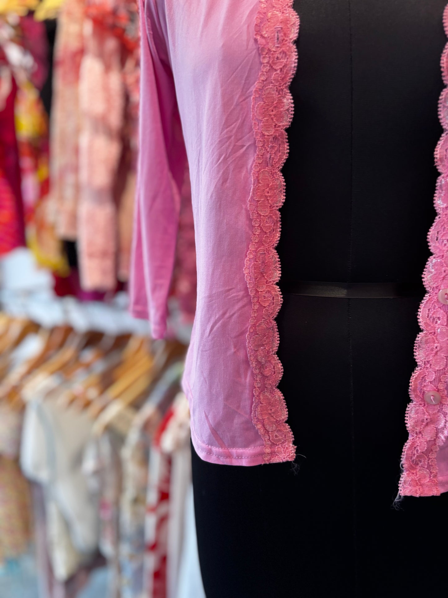 Pink lace shrug