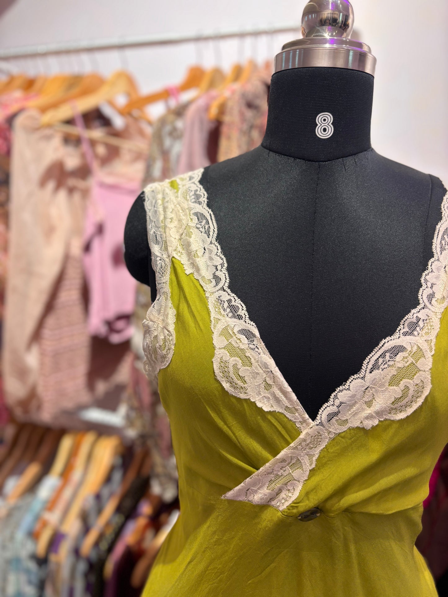 Lime lacy neckline top