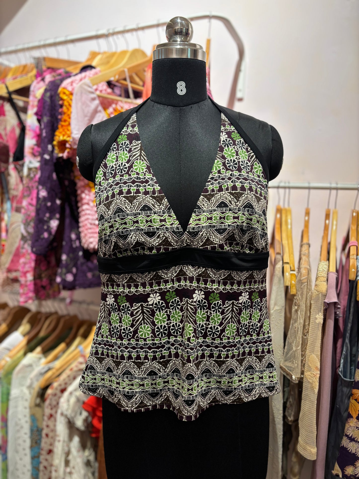 Indie print halter neck