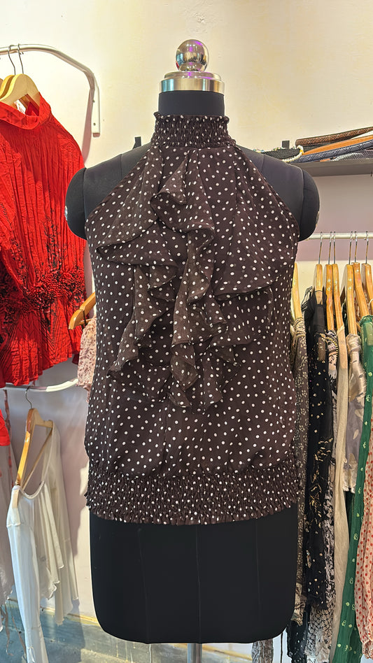 Polka dot ruffle top