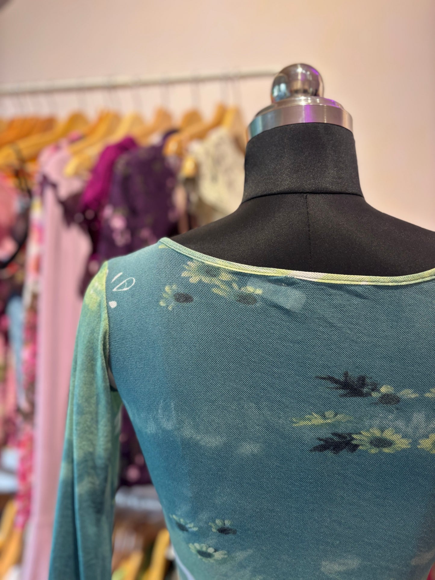 Green floral vintage top