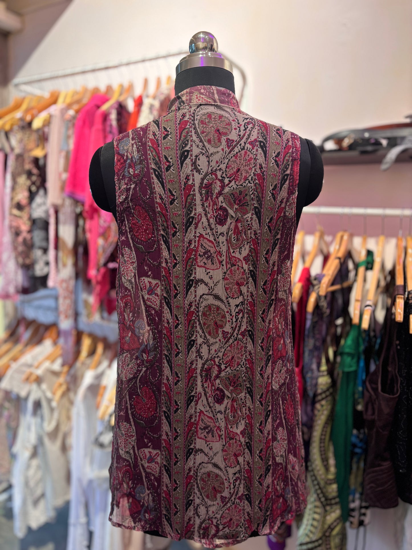 Beaded neck 100 percent silk tunic/short dress