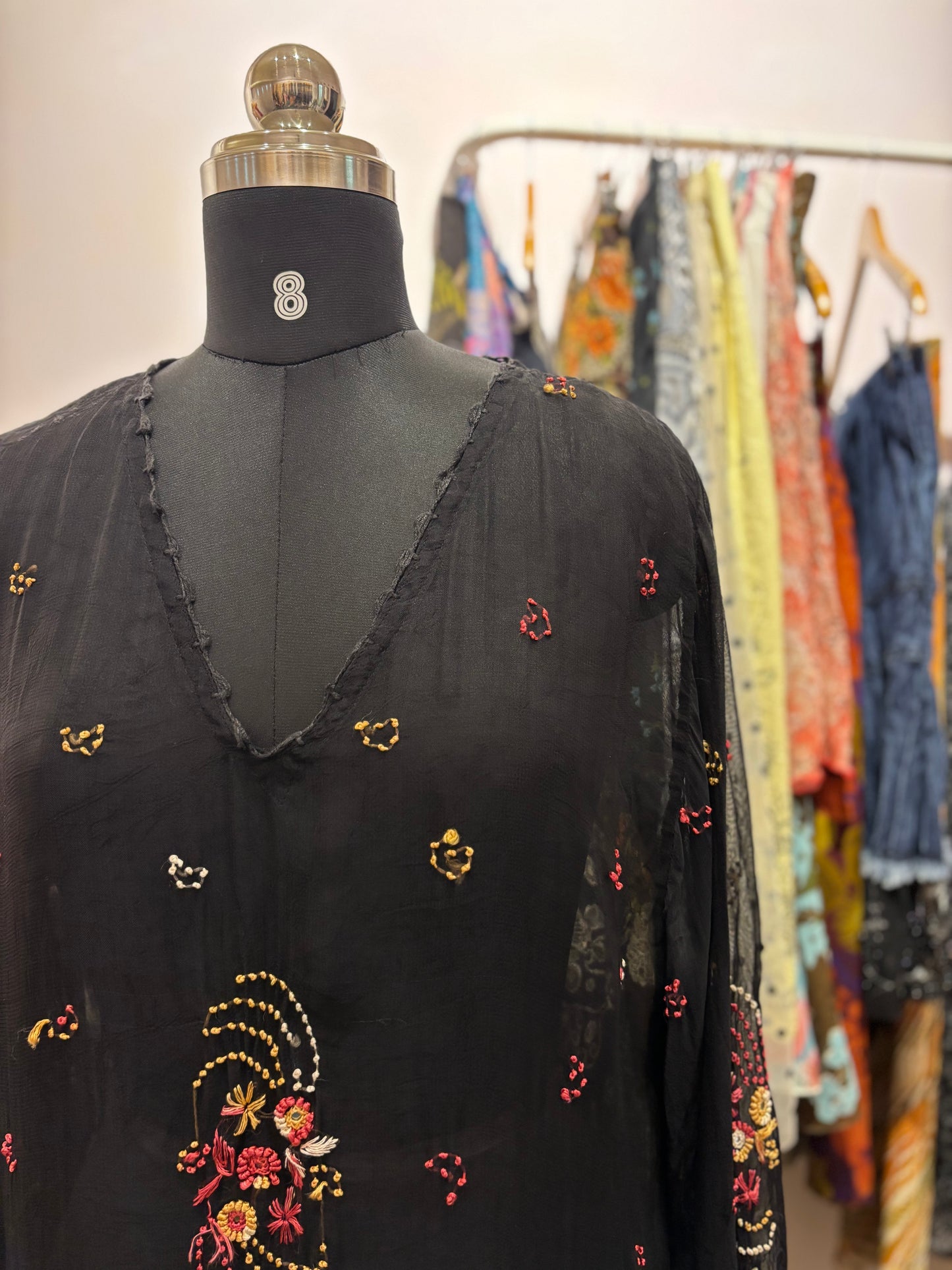 Hand embroidered kurta with bead detials