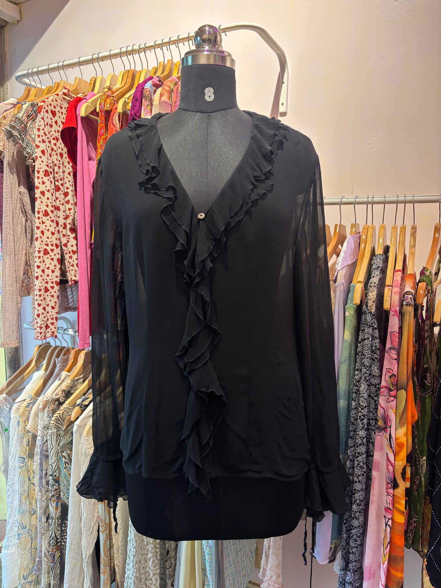 Black ruffle neck