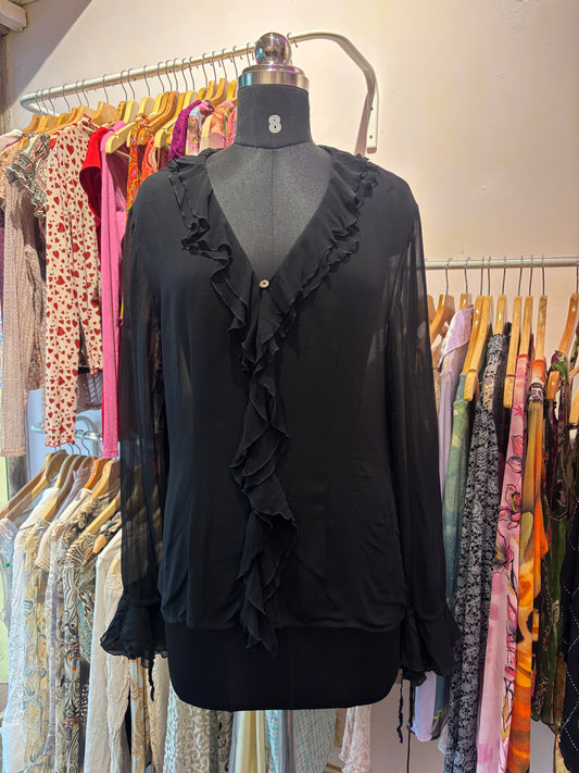 Black ruffle neck