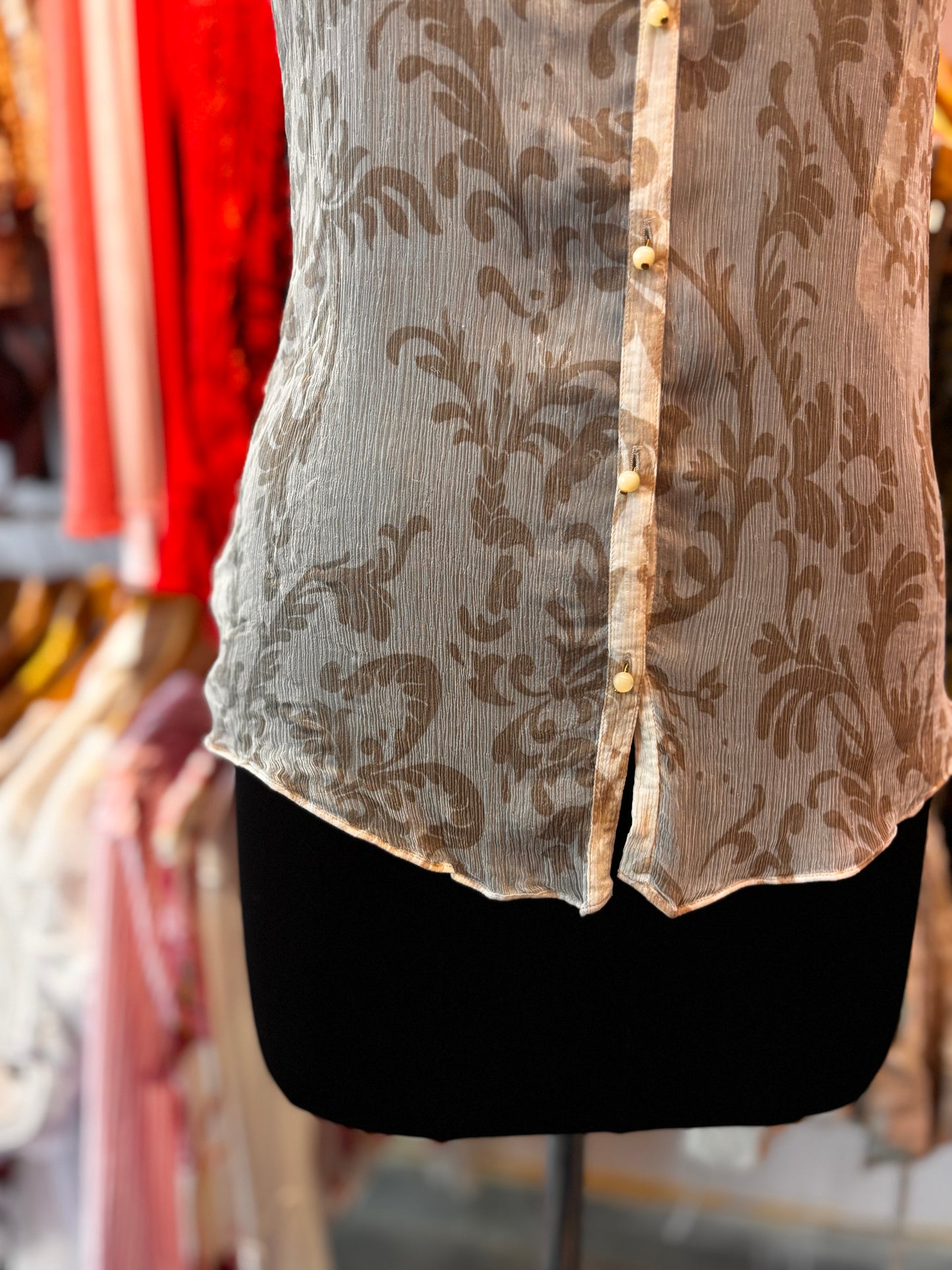 Massimo Dutti silk blouse with pearl buttons