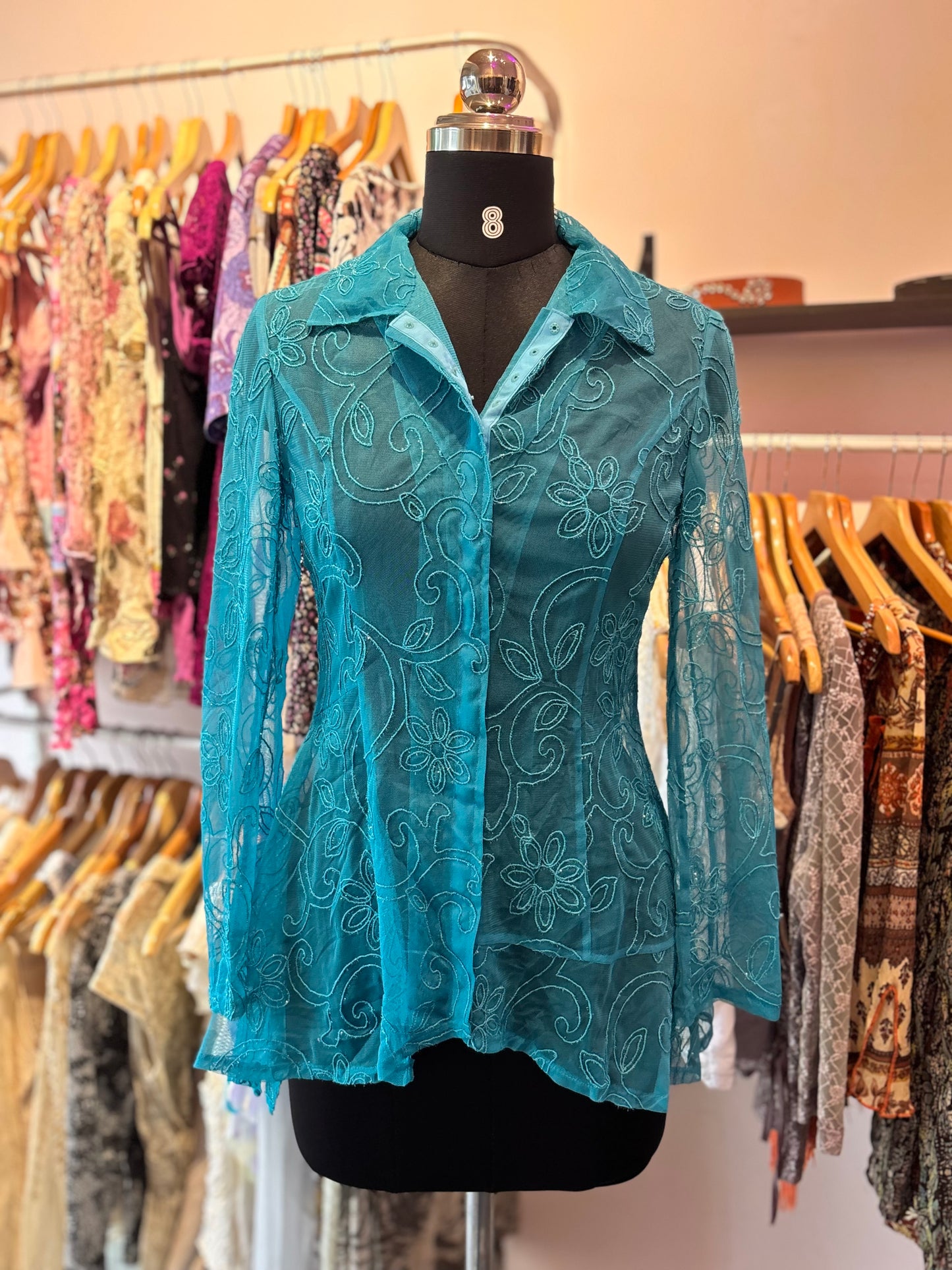 Emerald embroidered shirt
