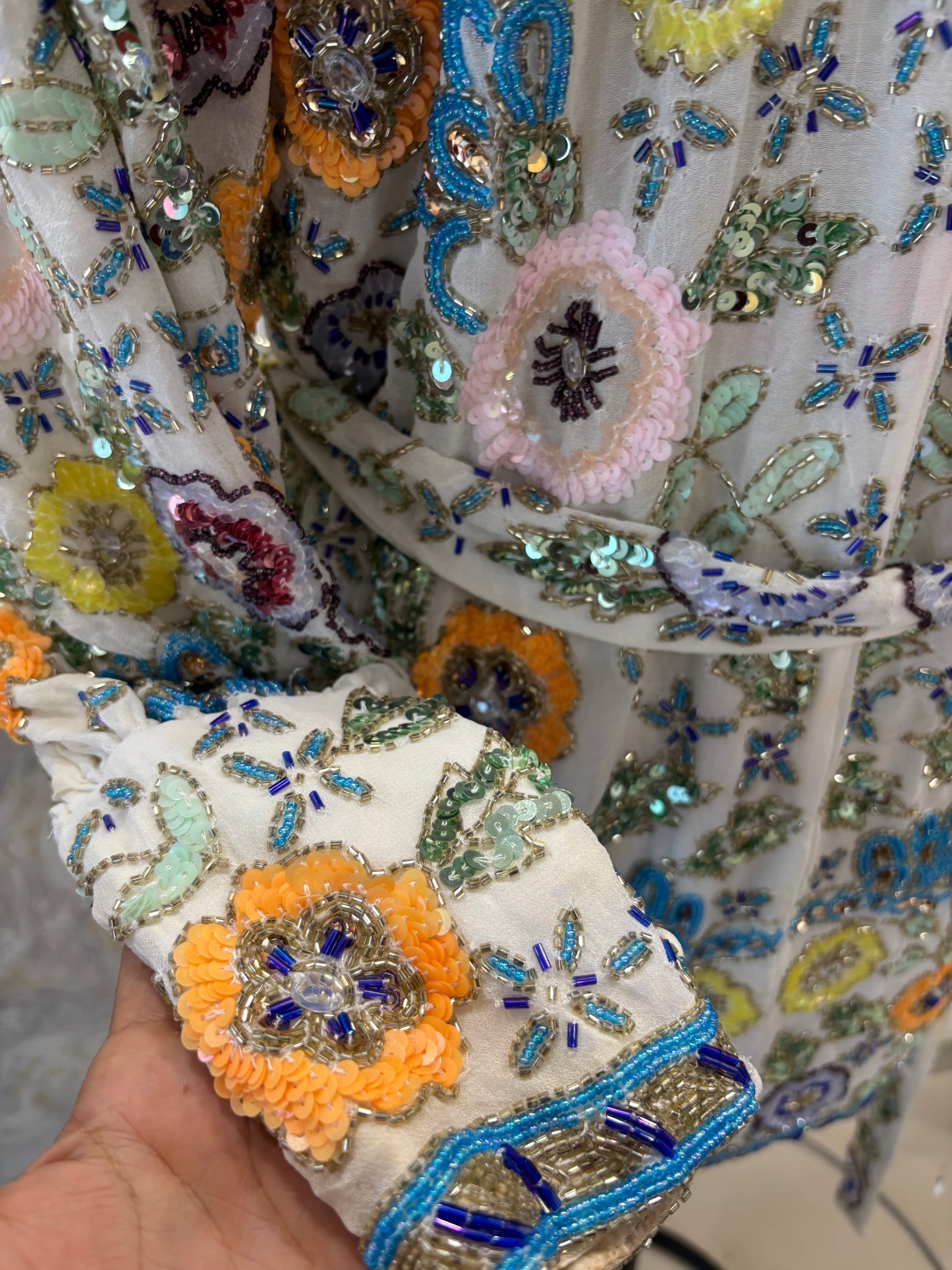 Overlapping intricate sequins dress