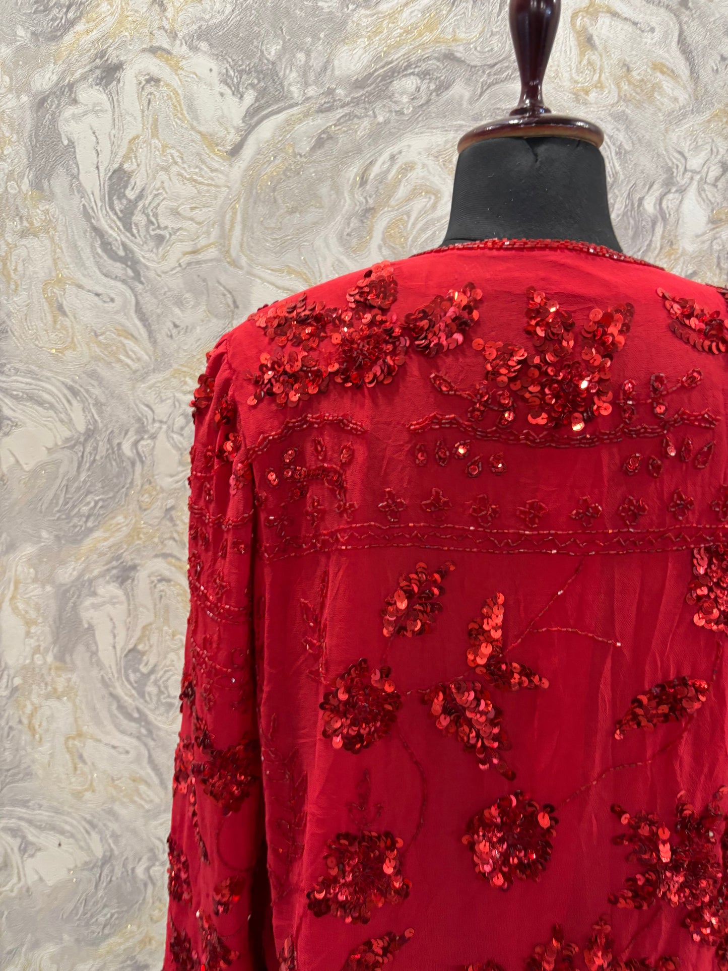 Red vintage sequins shacket