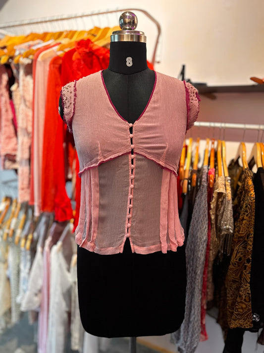 Pink vintage top 100 percent silk