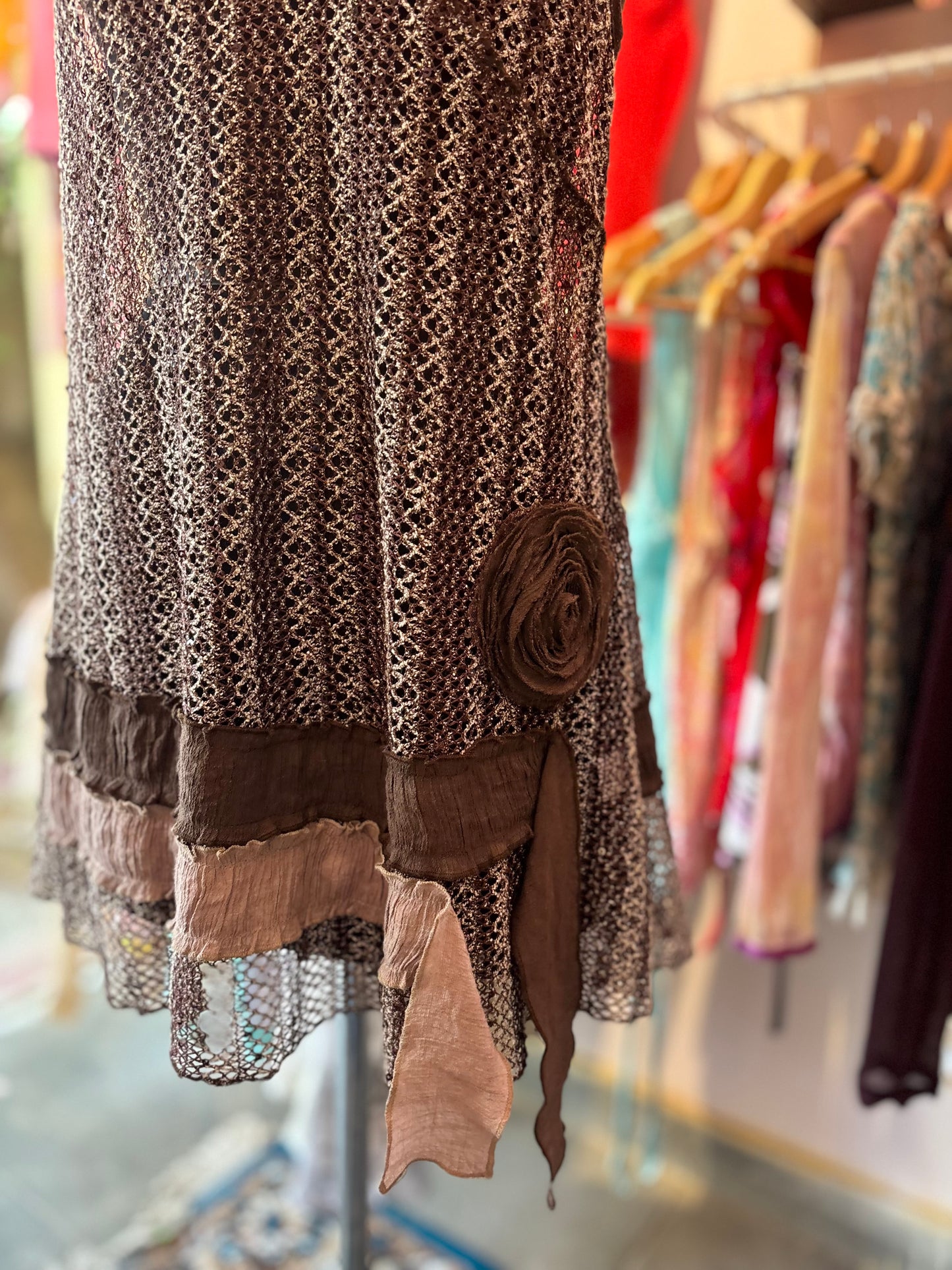 Vintage coffee knitted dress