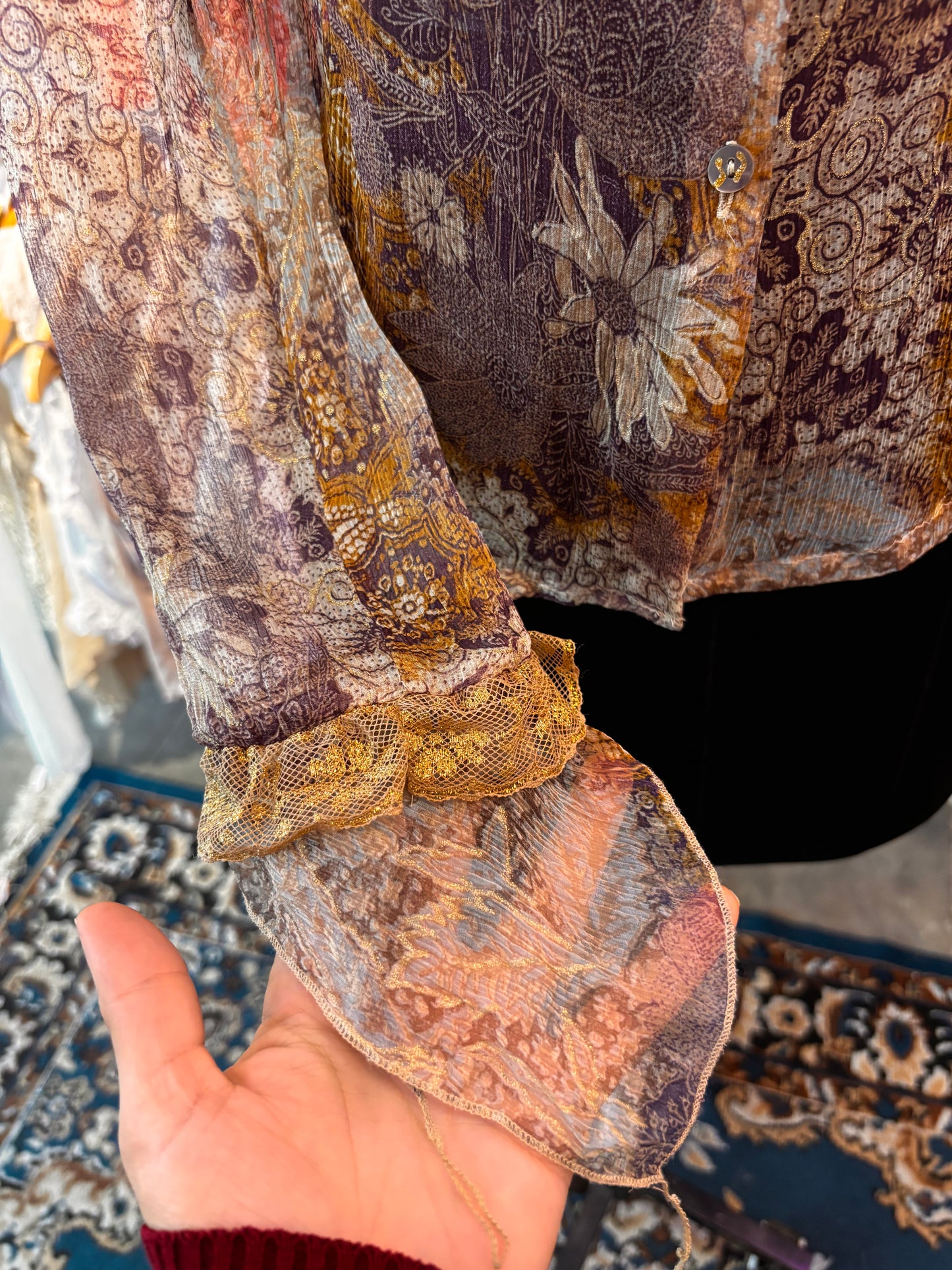 Most beautiful golden purple 100 percent silk shirt
