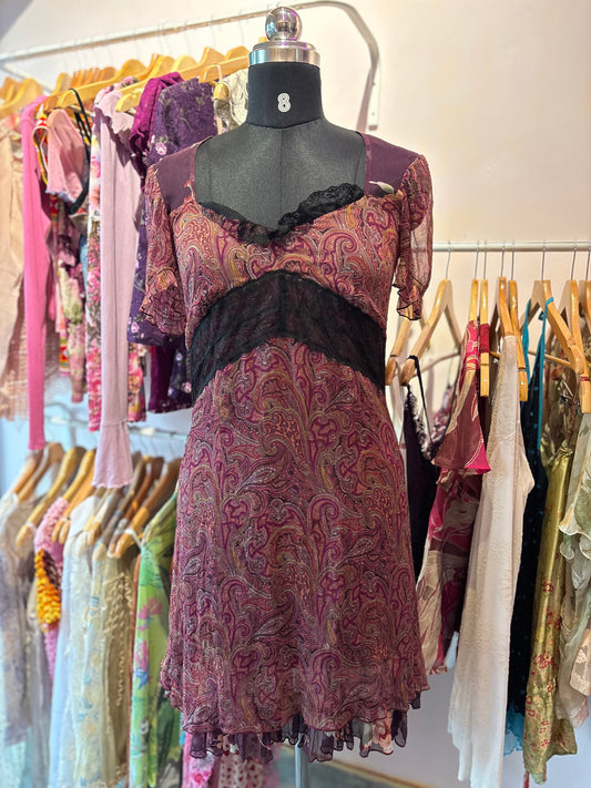 Vintage paisley chiffon dress