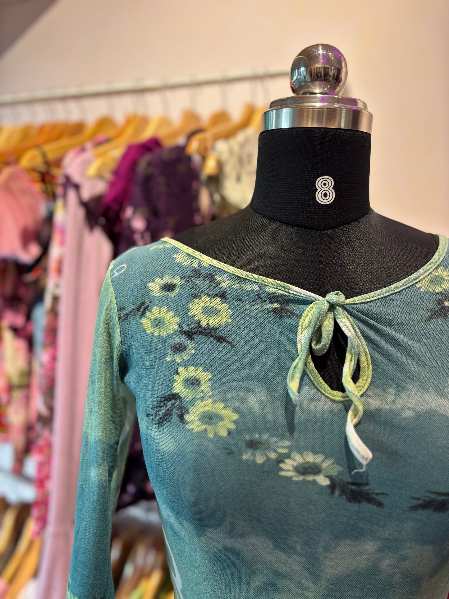 Green floral vintage top