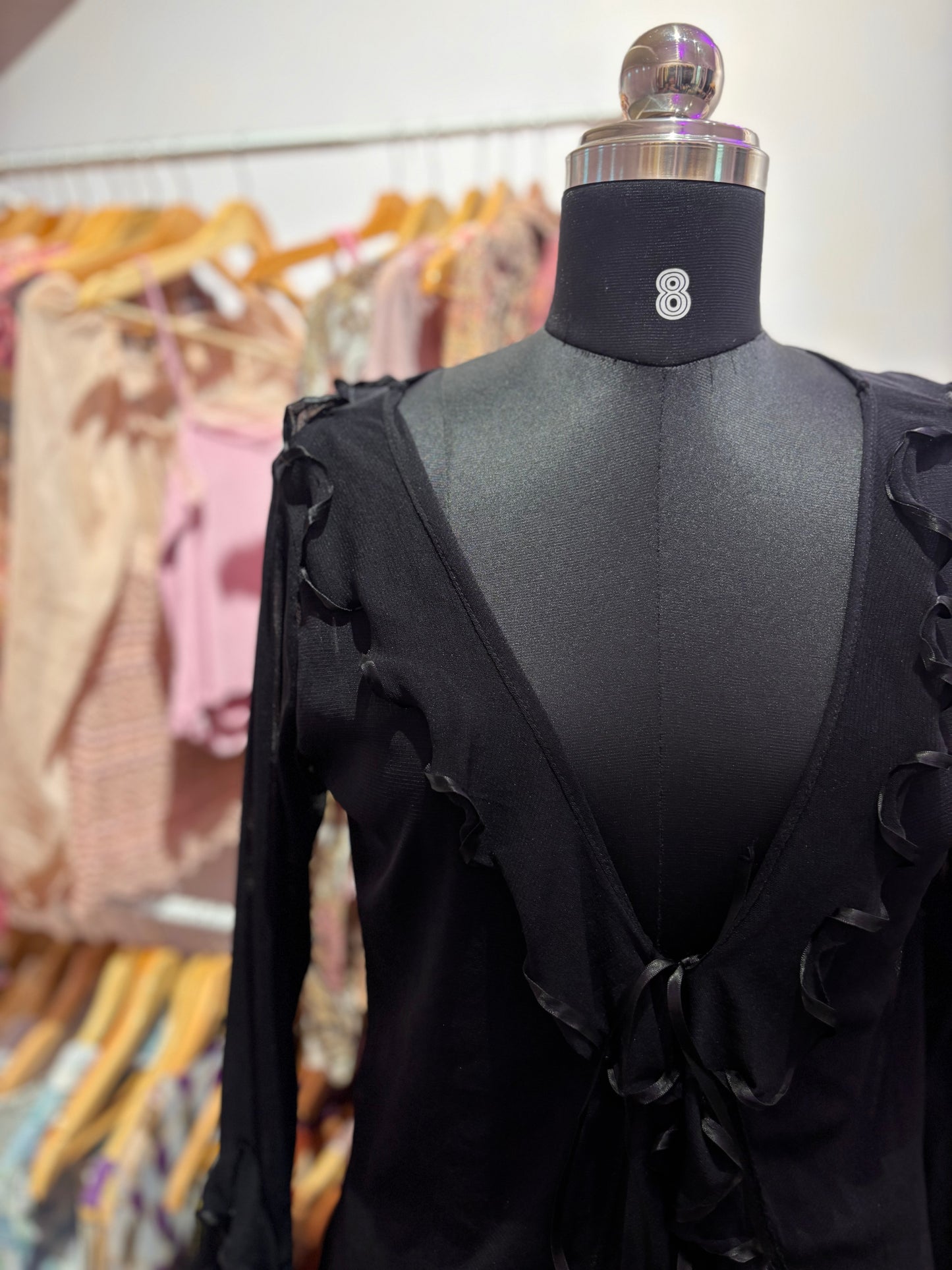 Black ruffle vintage top