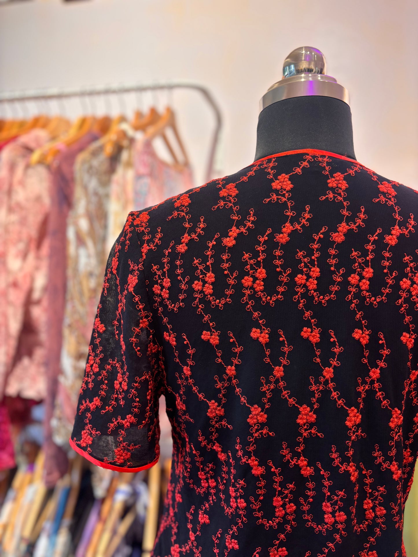 Chinese collar embroidered top