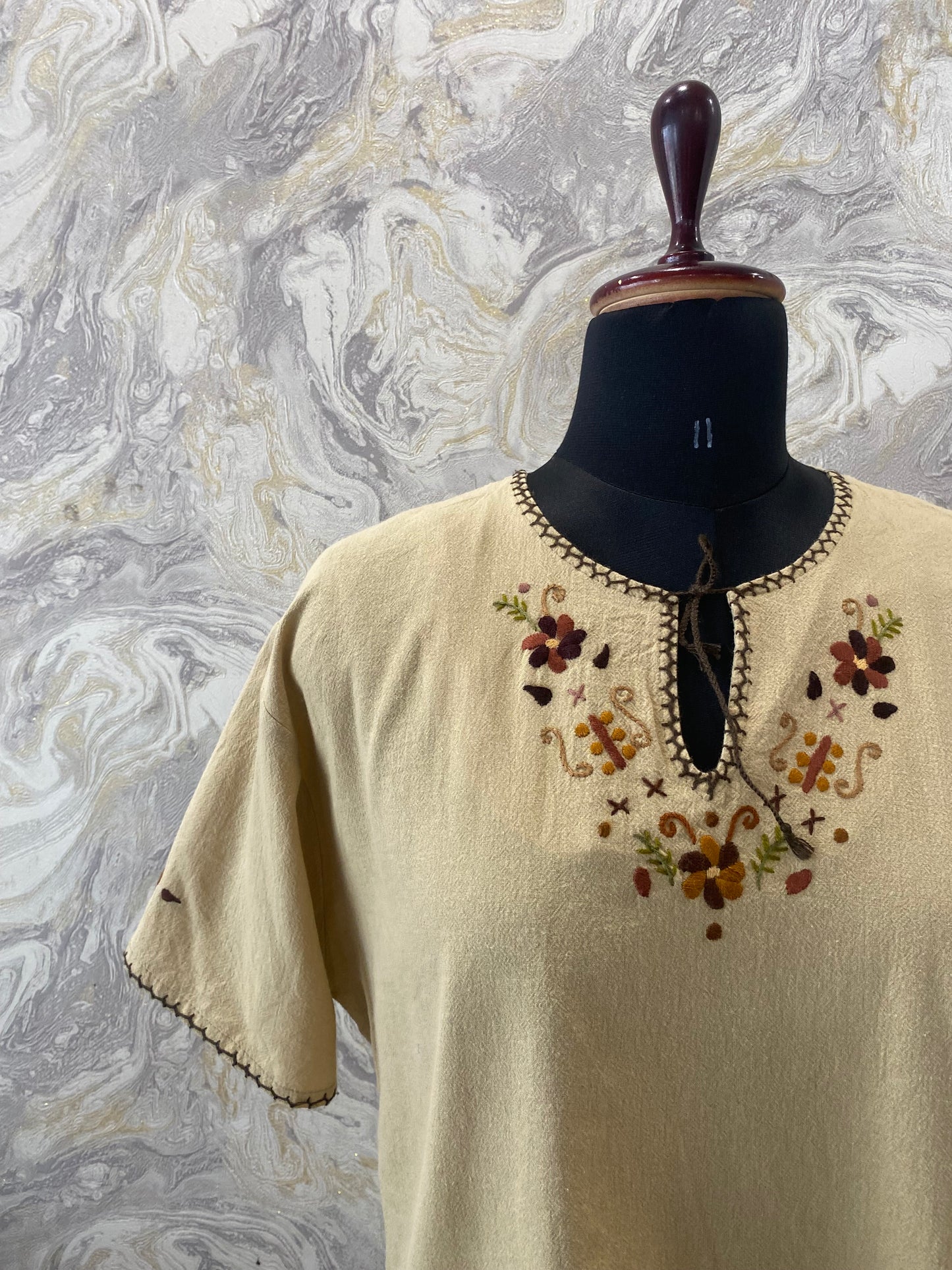 Handwork vintage beige top