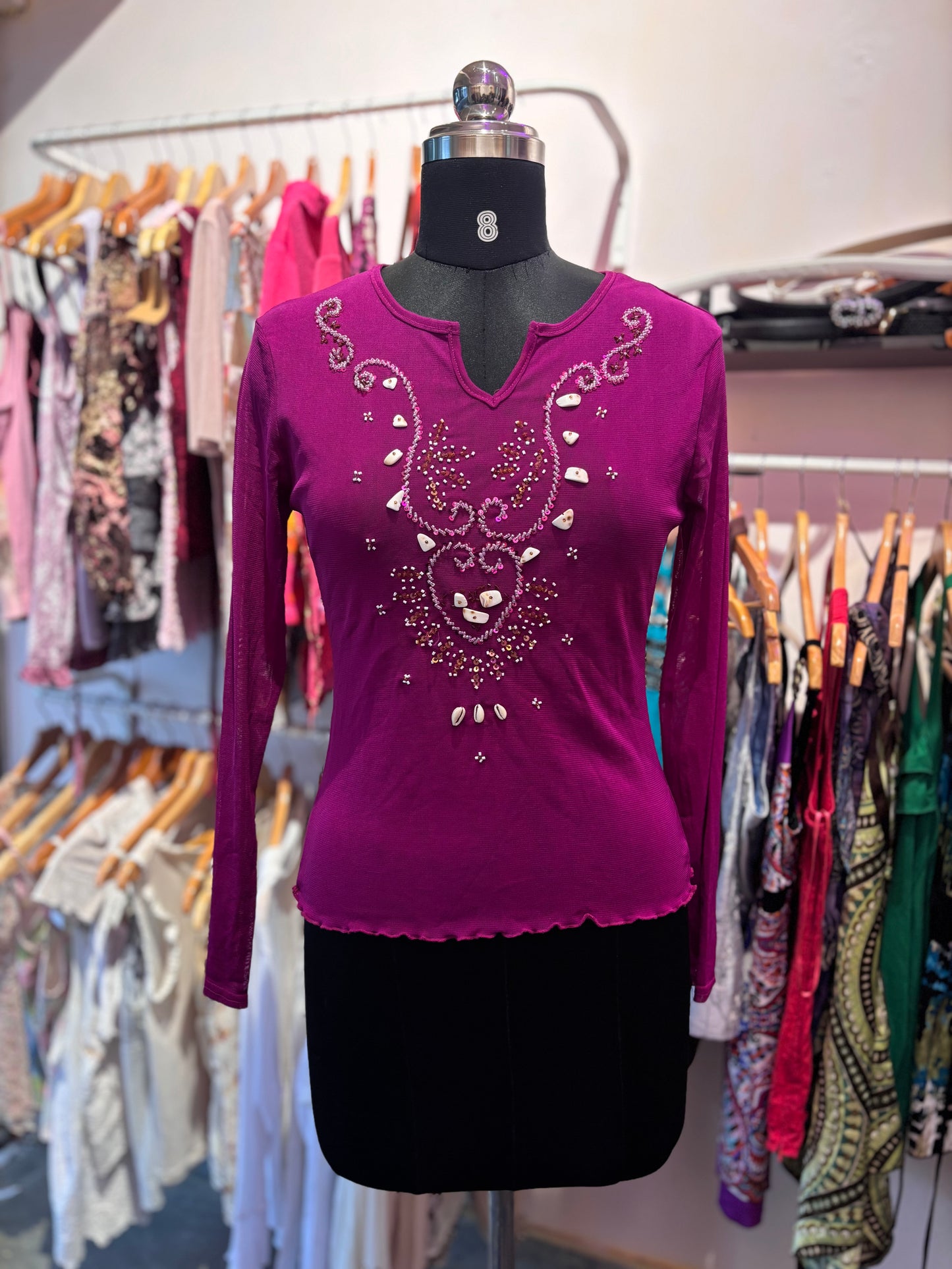 Vintage shell beaded top