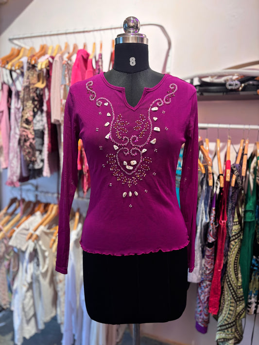 Vintage shell beaded top