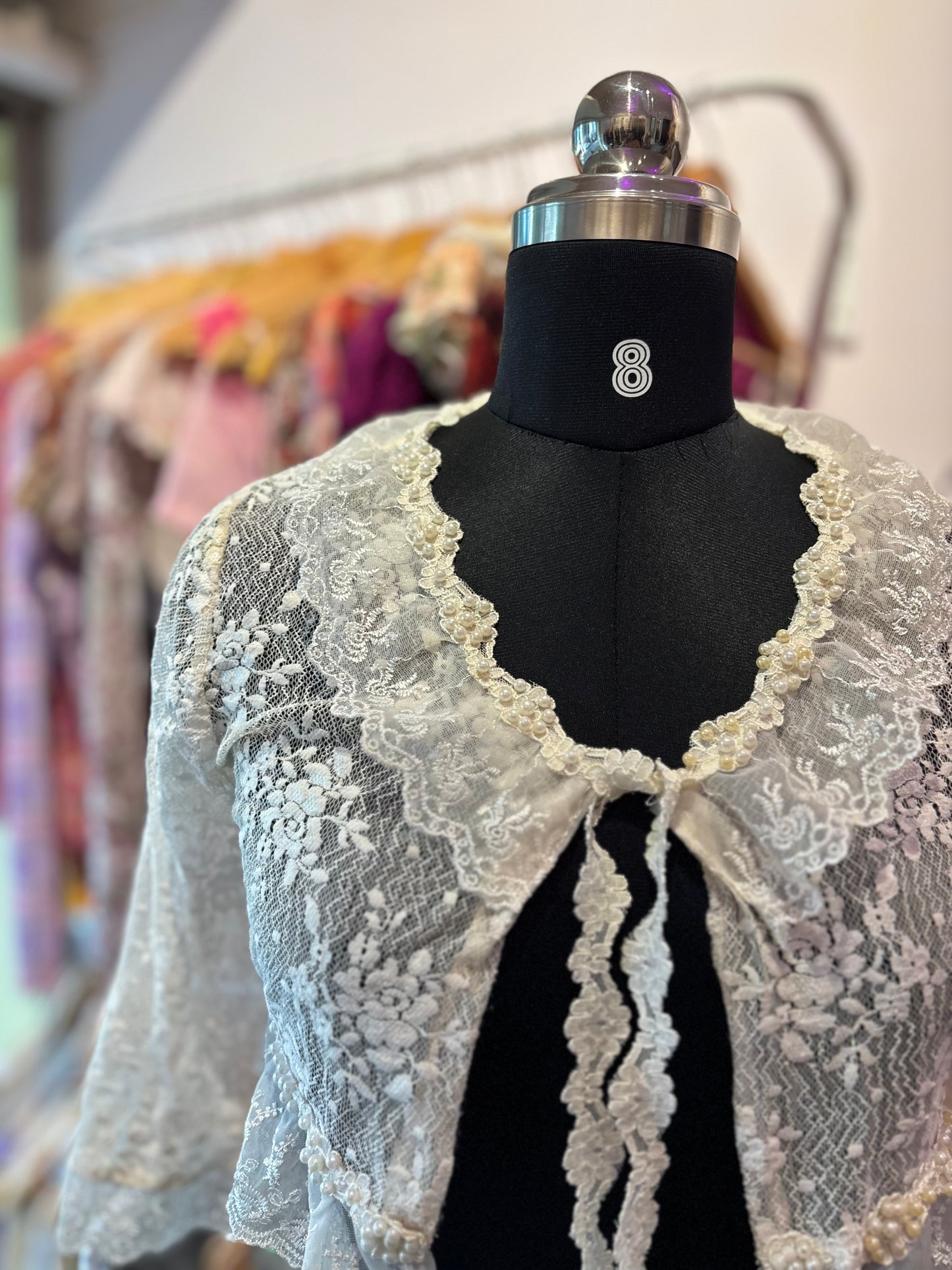 30’s lace with pearl details overwear