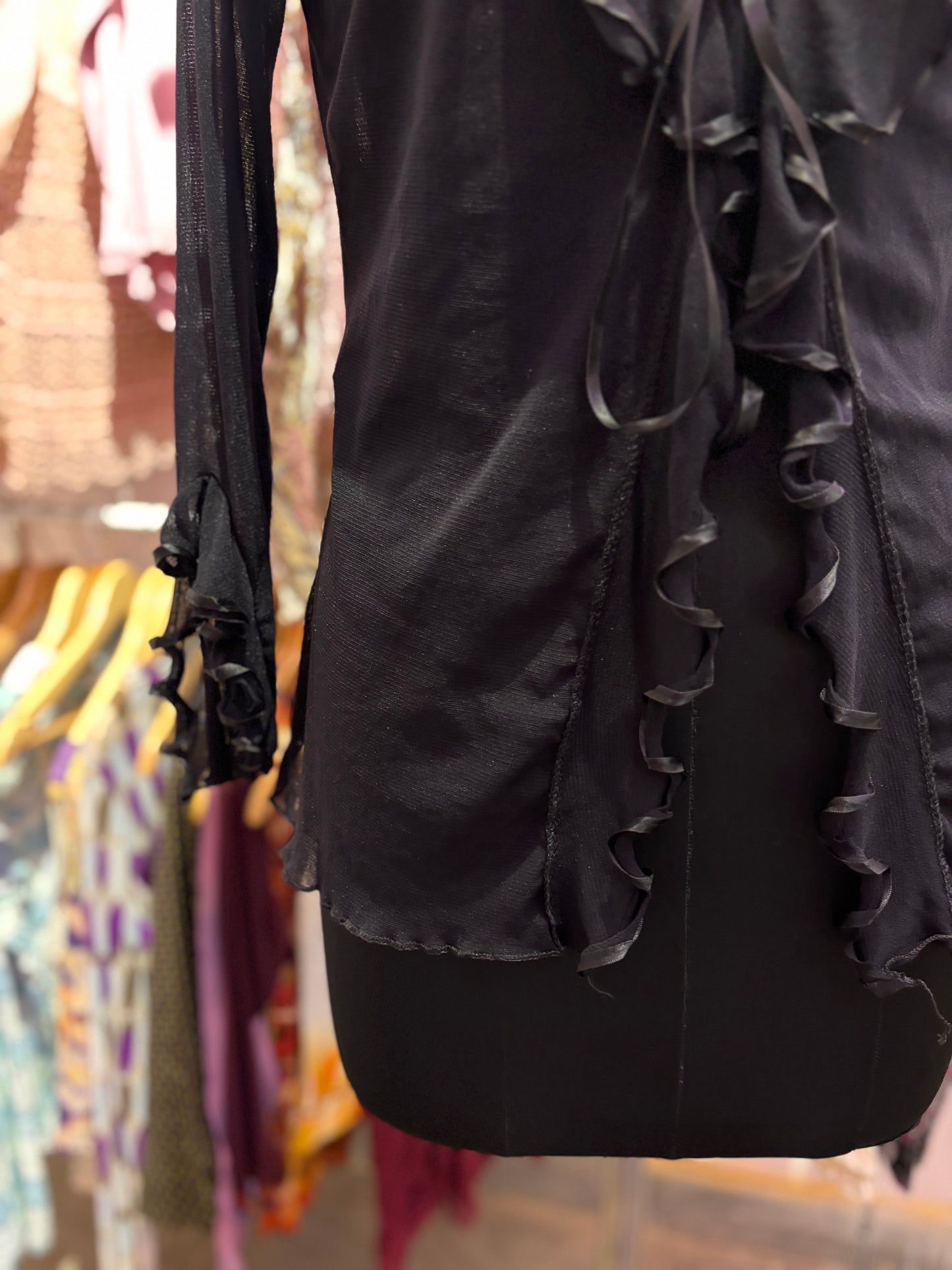 Black ruffle vintage top