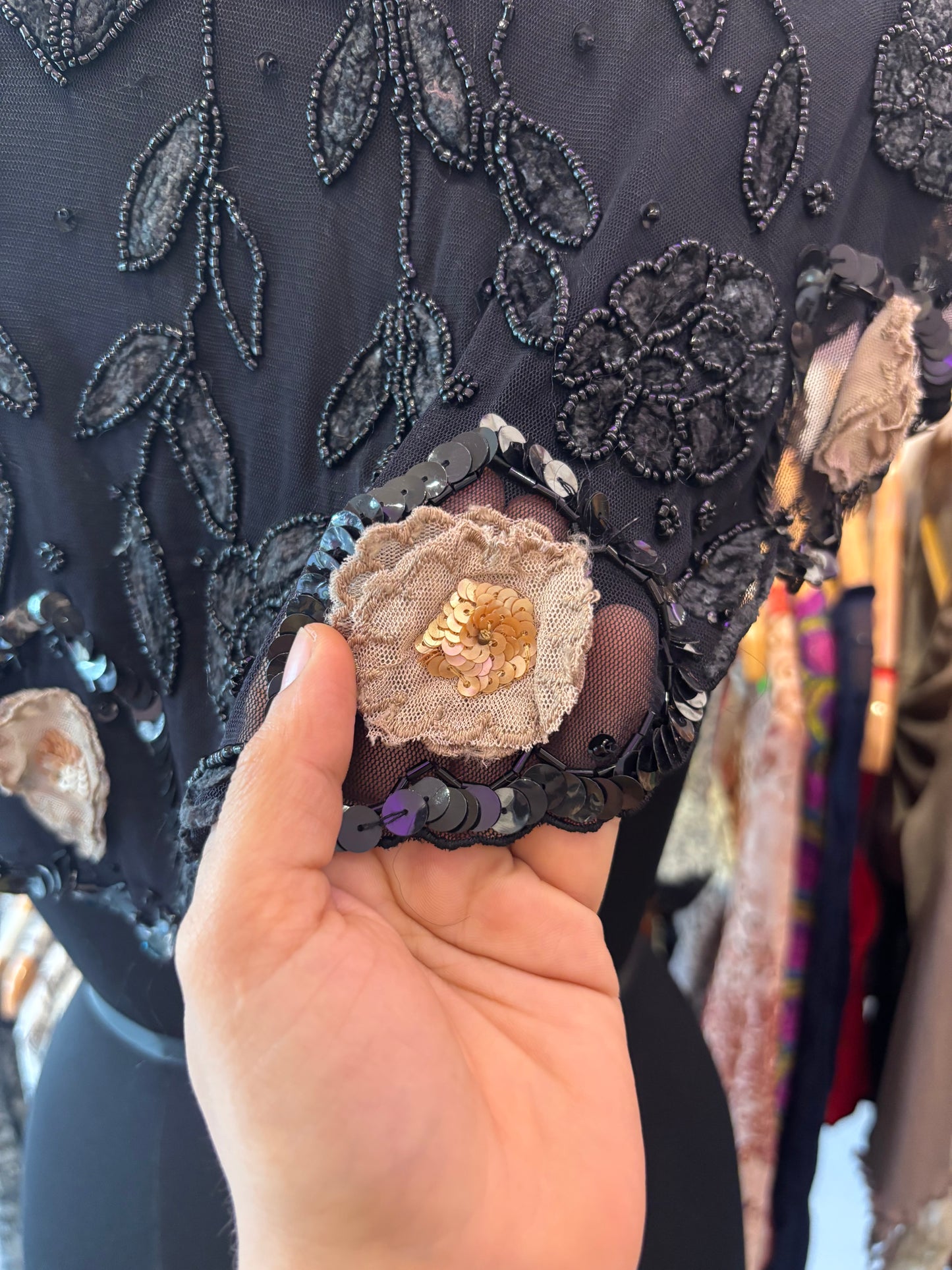 Black beaded overwear