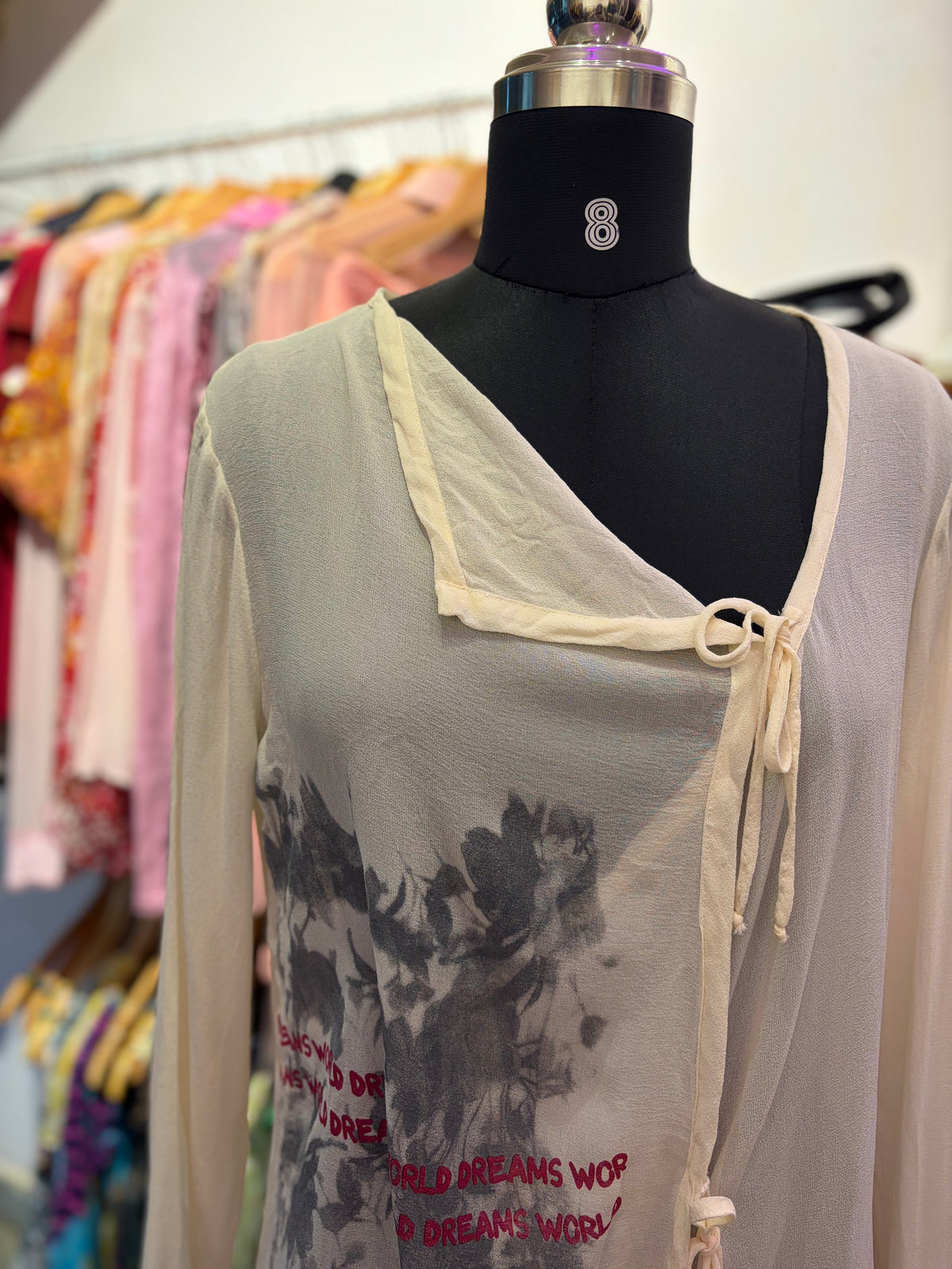Overlapping vintage silk top